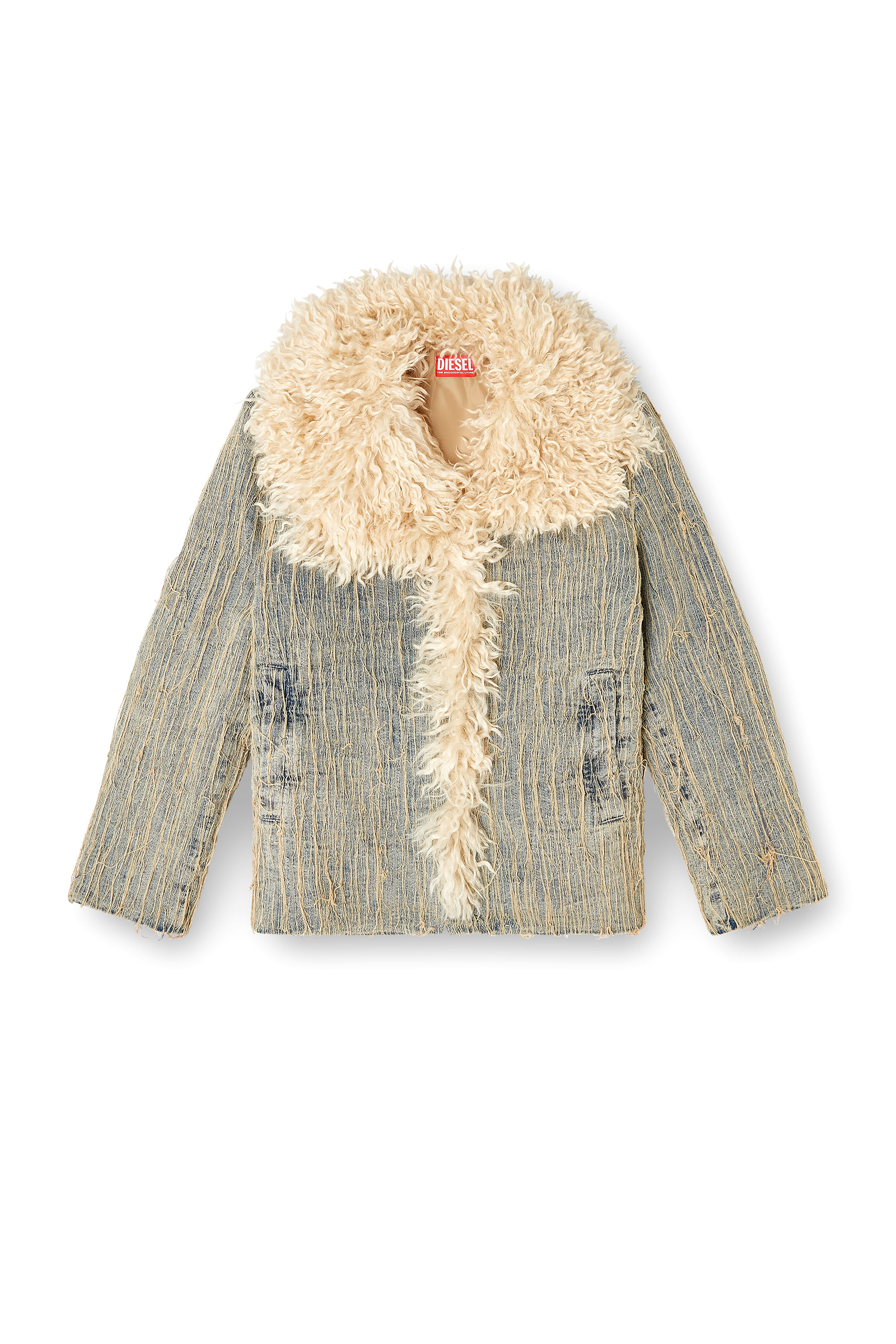 Diesel - DE-ACONIC-S, Veste en denim jacquard à fils flottants Femme in Bleu - 3