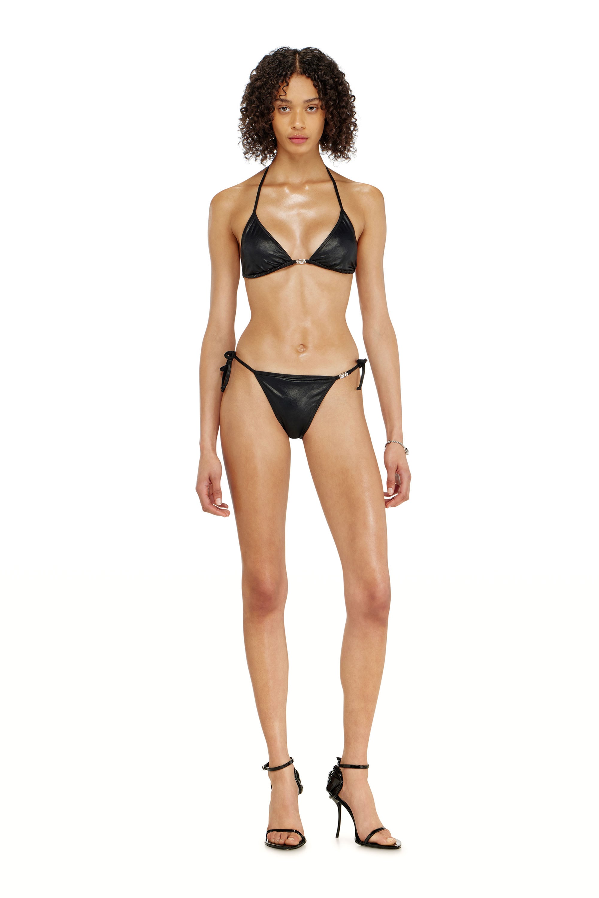 Diesel - ELETTRA-DNM, Bikini triangular en tejido brillante Mujer in Negro - 2