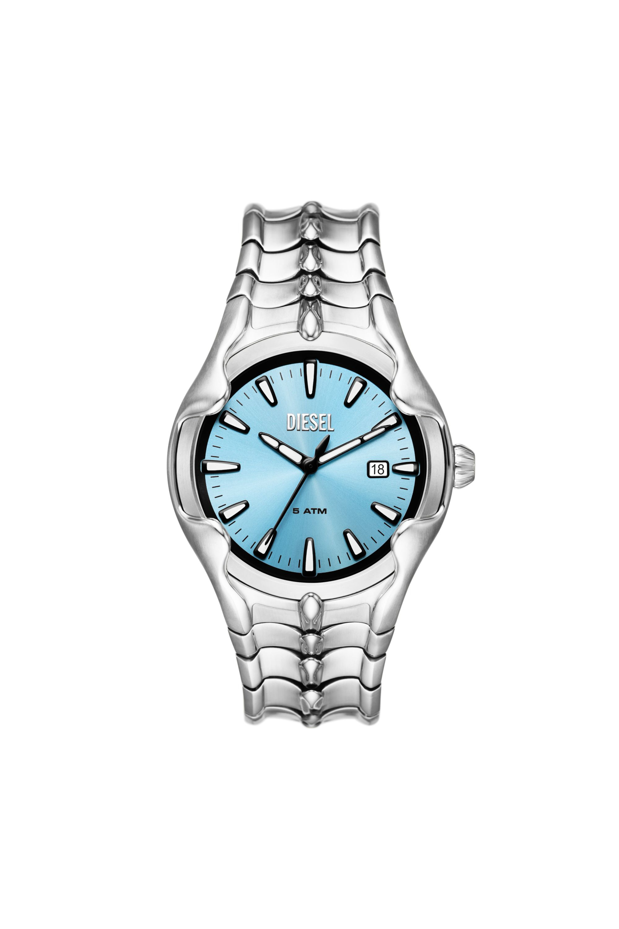 Diesel - DZ2200, Male's Vert three-hand date stainless steel watch in Silver - 1