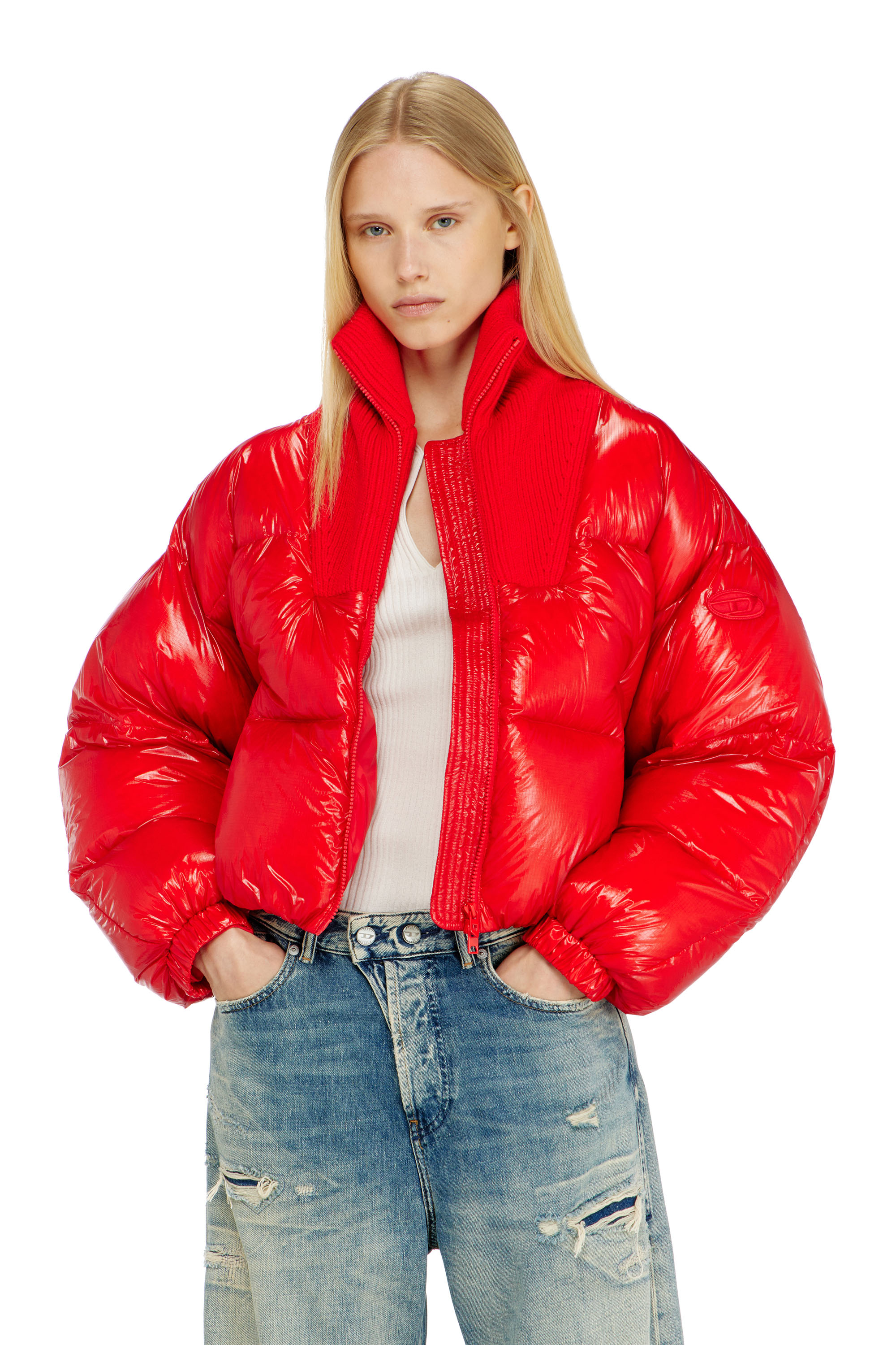 Diesel - W-ARRIOR, Doudoune en ripstop avec col en maille Femme in ToBeDefined - 3