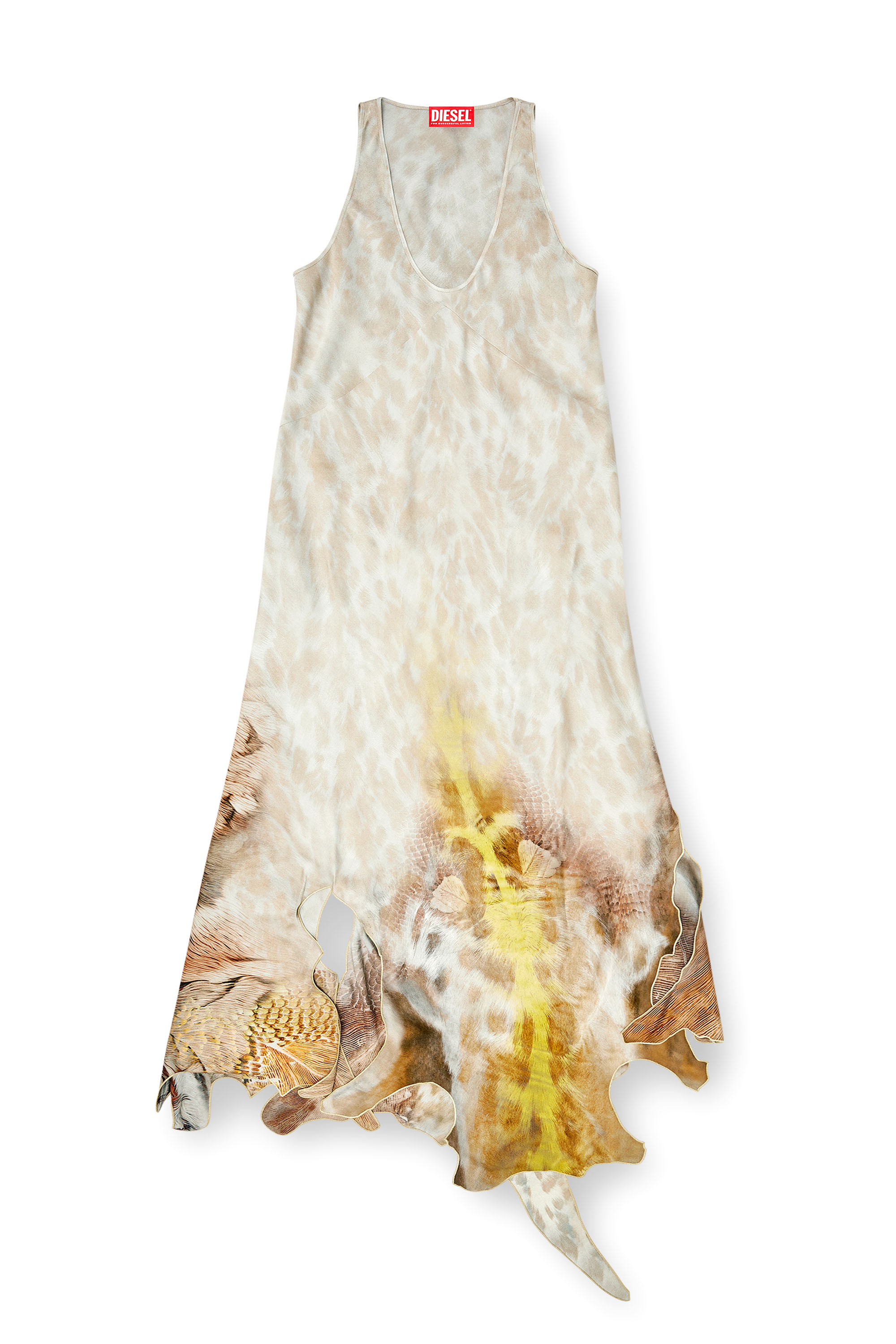 Diesel - D-IKARA, Woman's Long satin dress with hide-effect hem in Beige - 3