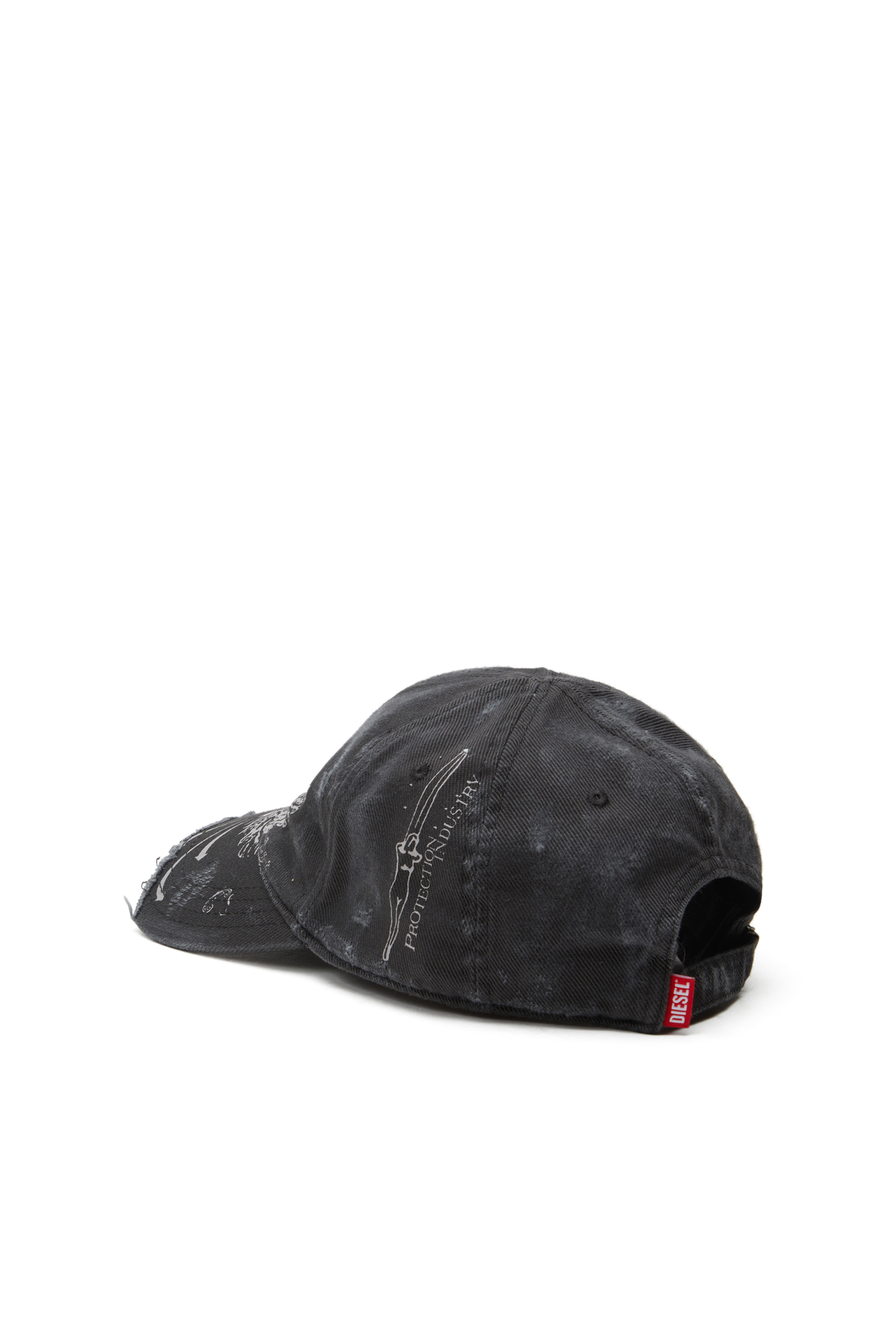 Diesel - C-FENIX, Gorra de béisbol desgastada con estampado de Phoenix Hombre in Negro - 2