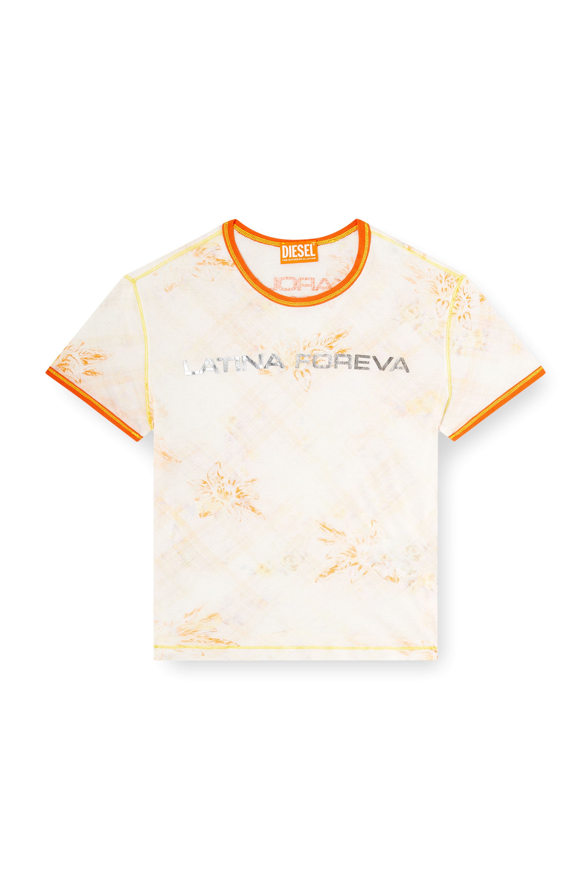 Diesel - T-UNCUTIE-KG, Woman's T-shirt with Latina Foreva print in White/Orange - 3