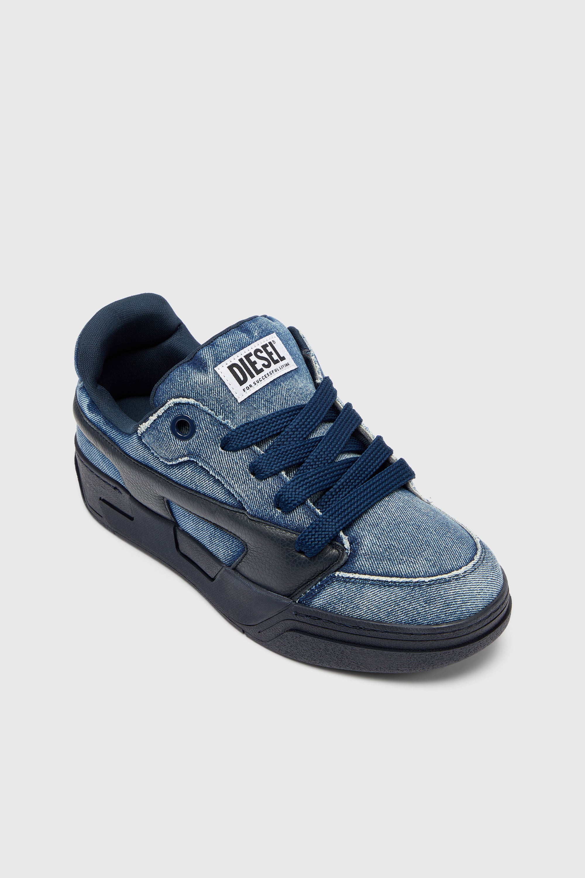 Diesel - S-D-OLLIE LOW, S-D-Ollie - Zapatillas en denim deshilachado lavado oscuro Hombre in Azul marino - 6