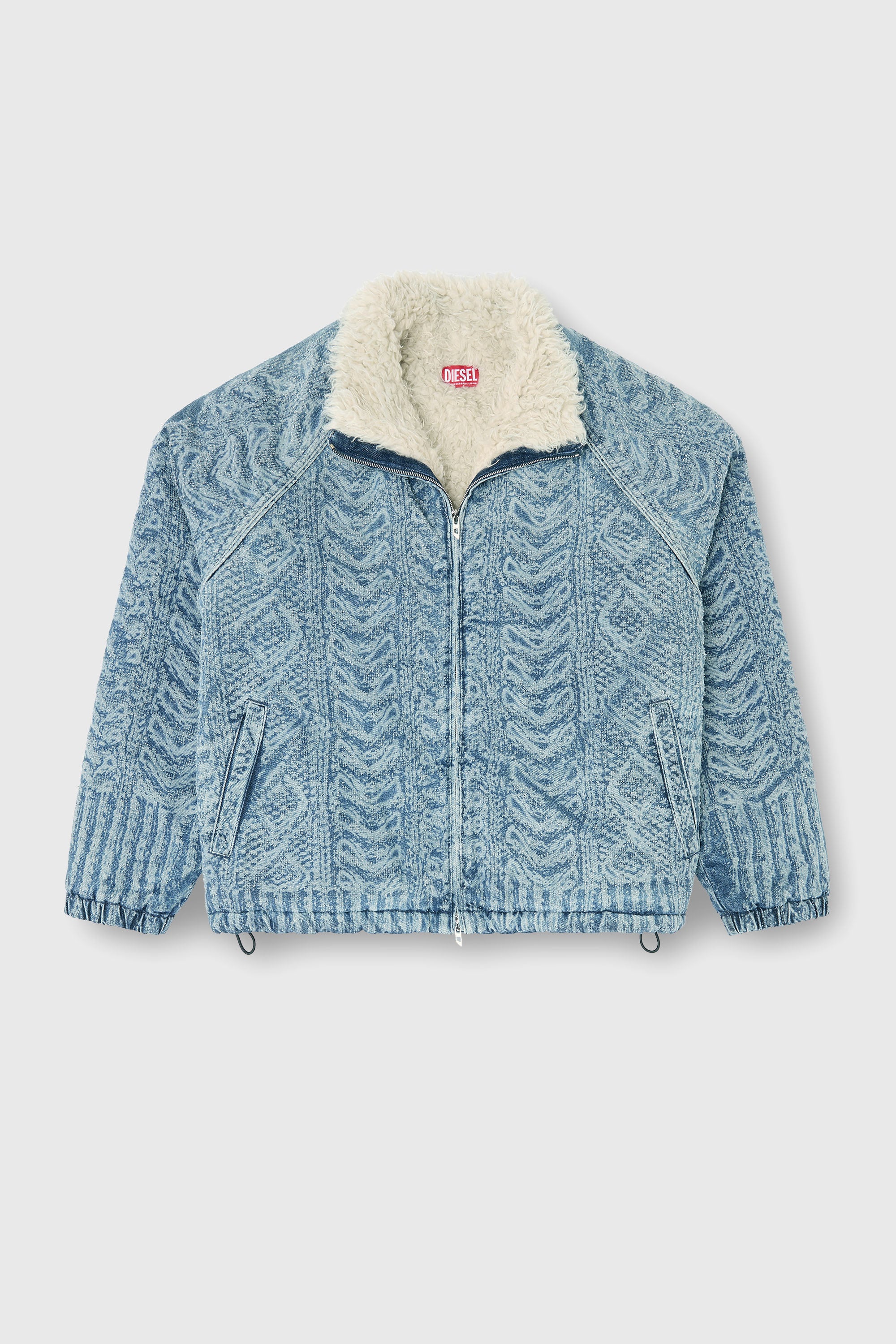 Diesel - D-KRAPS-S, Male's Jacket in cable-knit-effect denim in Medium Blue - 2