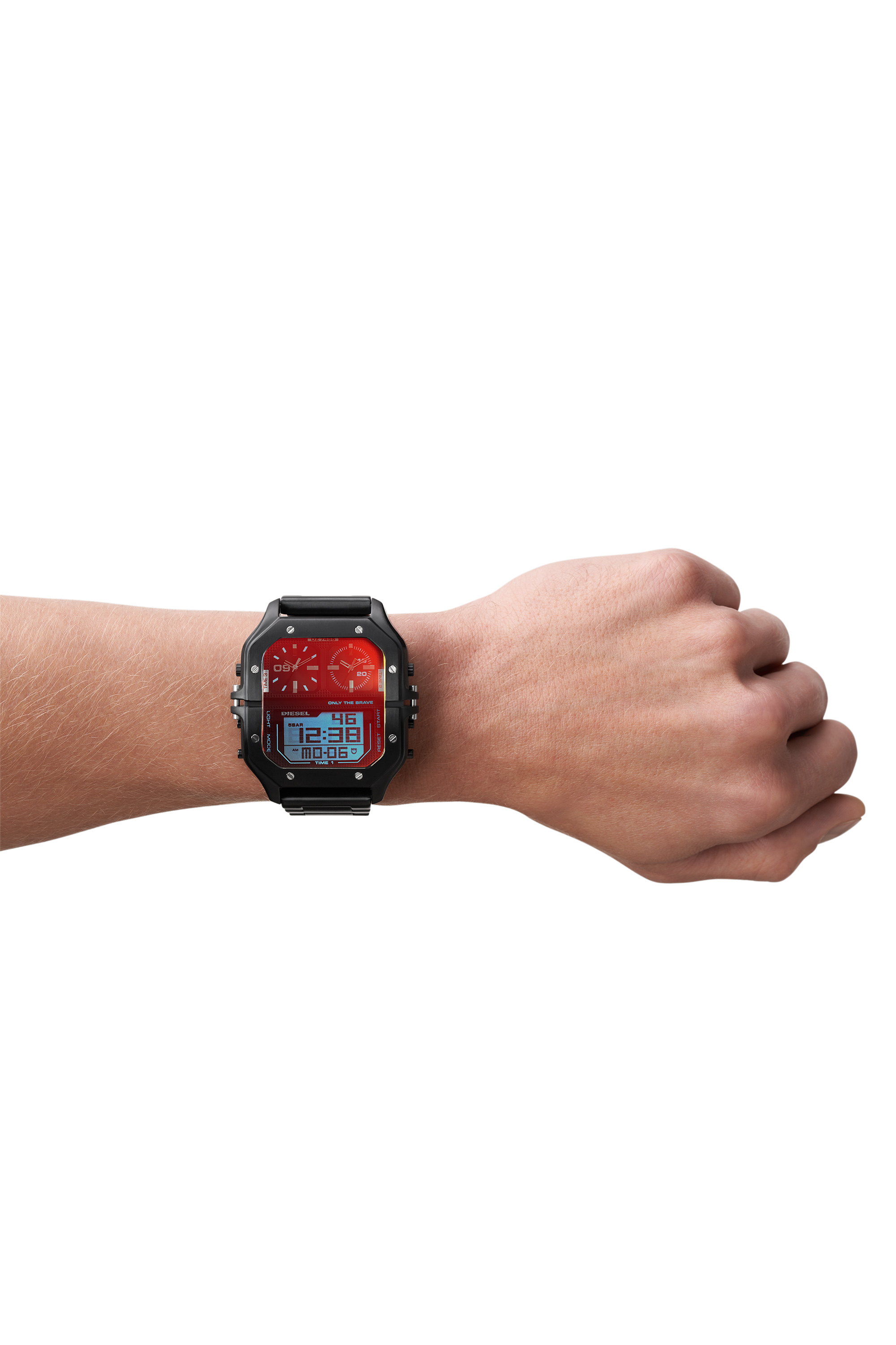 DZ7455 Man: Clasher Ana-Digi black-tone stainless steel watch | Diesel