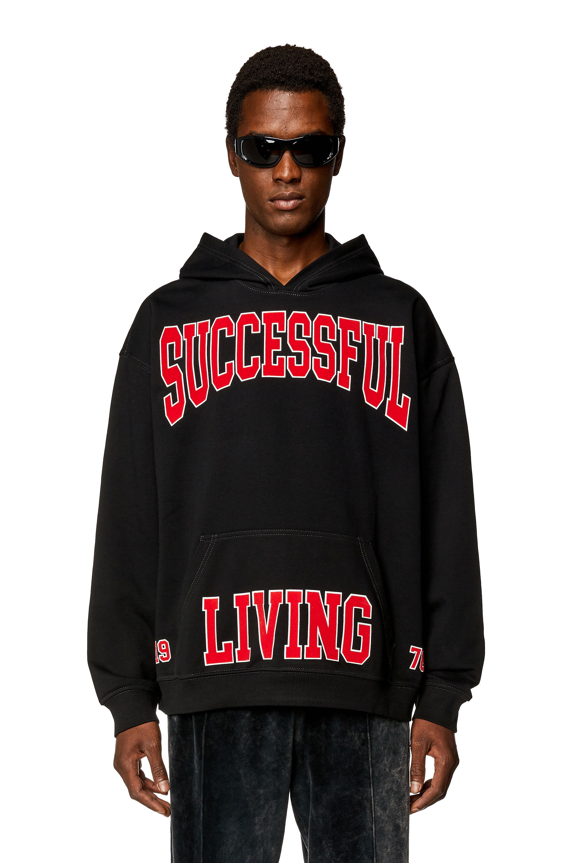 Men's Hoodie with college prints | Black | Diesel US