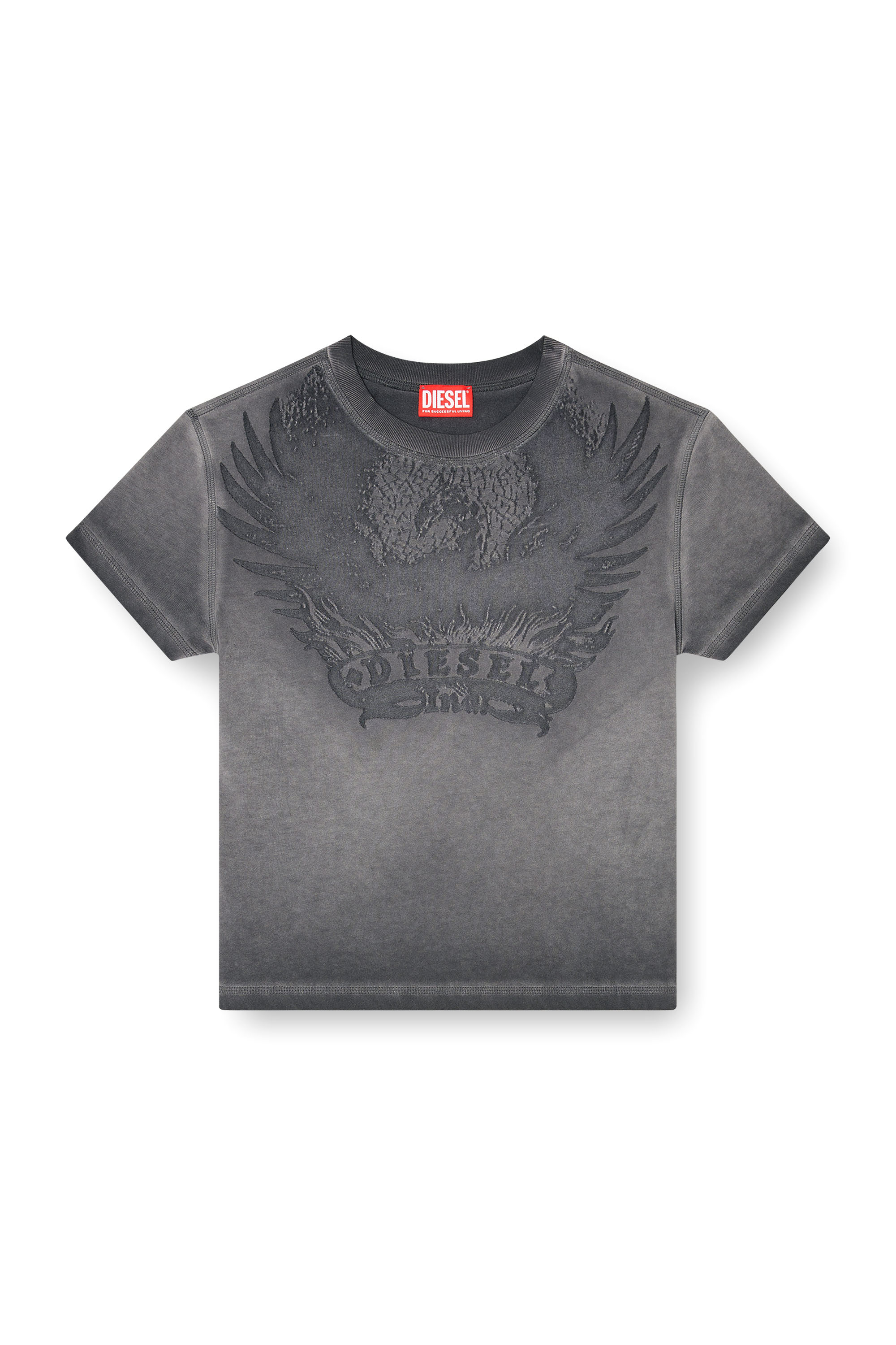 Diesel - T-ILA-AA7, T-shirt slim avec d&eacute;vor&eacute; Phoenix Femme in Gris - 2