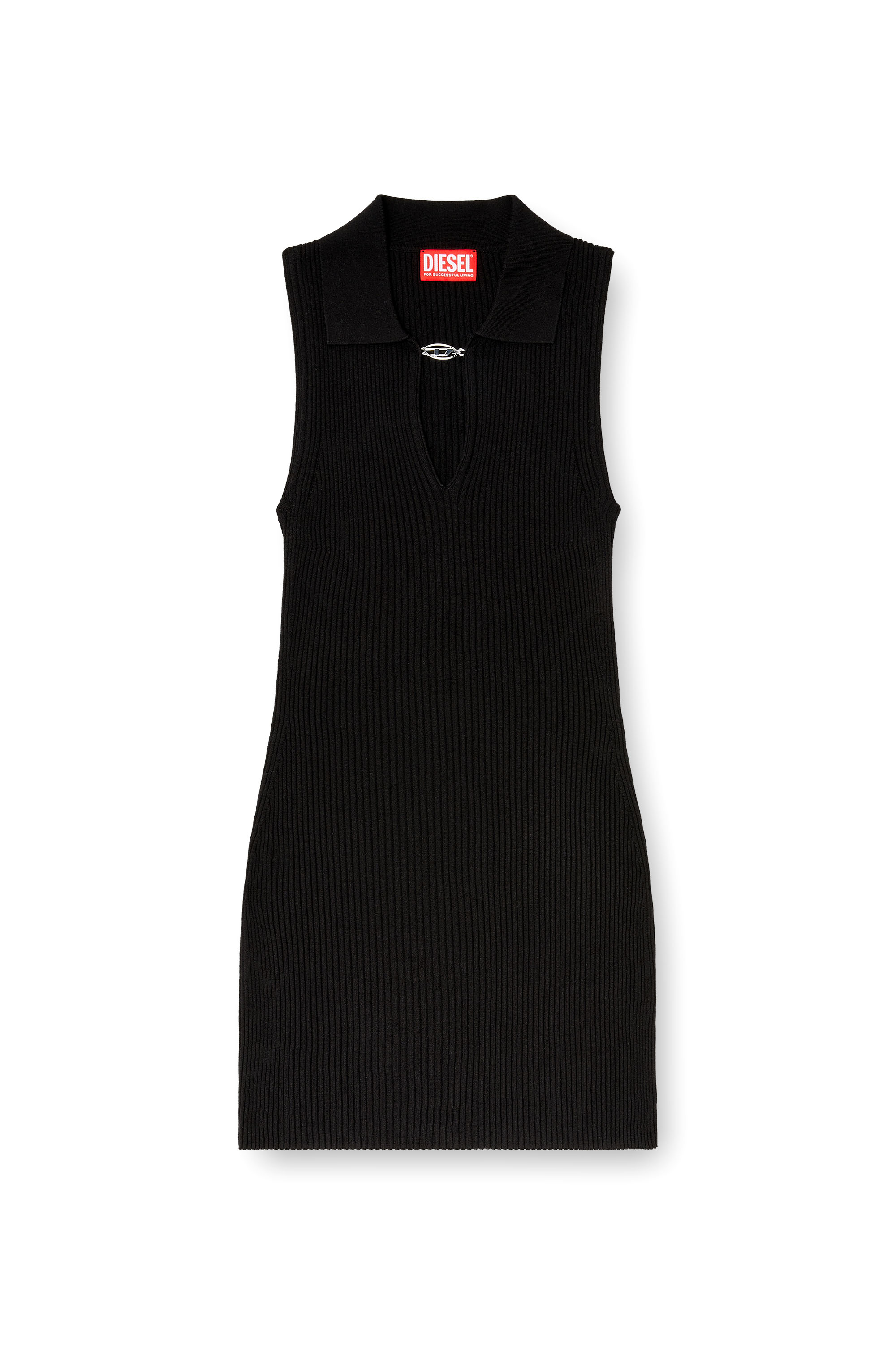 Diesel - M-LILMA, Female's Short polo dress in silk-blend rib knit in null - 3