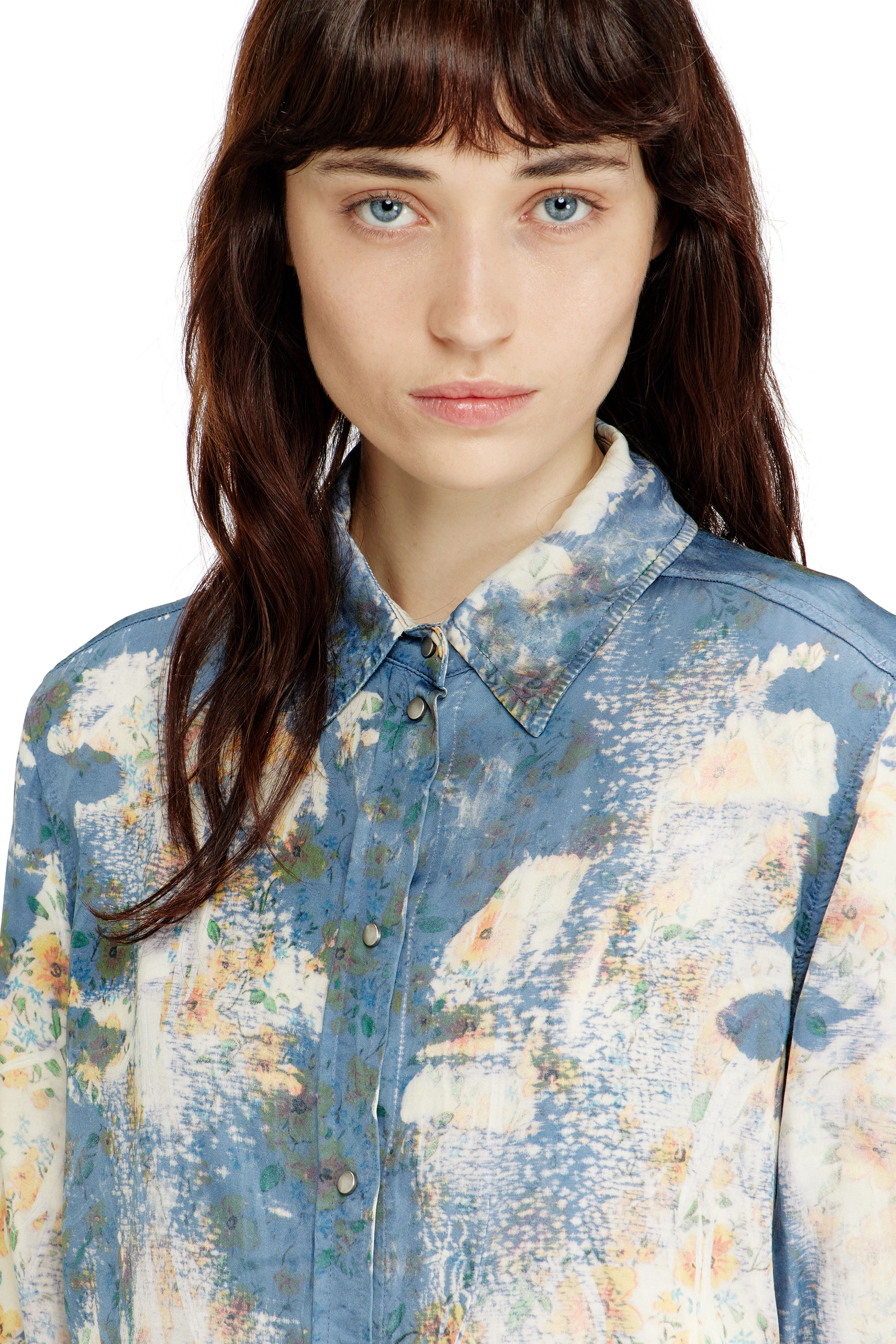 Diesel - C-ASSY, Female's Shirt with floral X-ray effect in Light Blue - 4