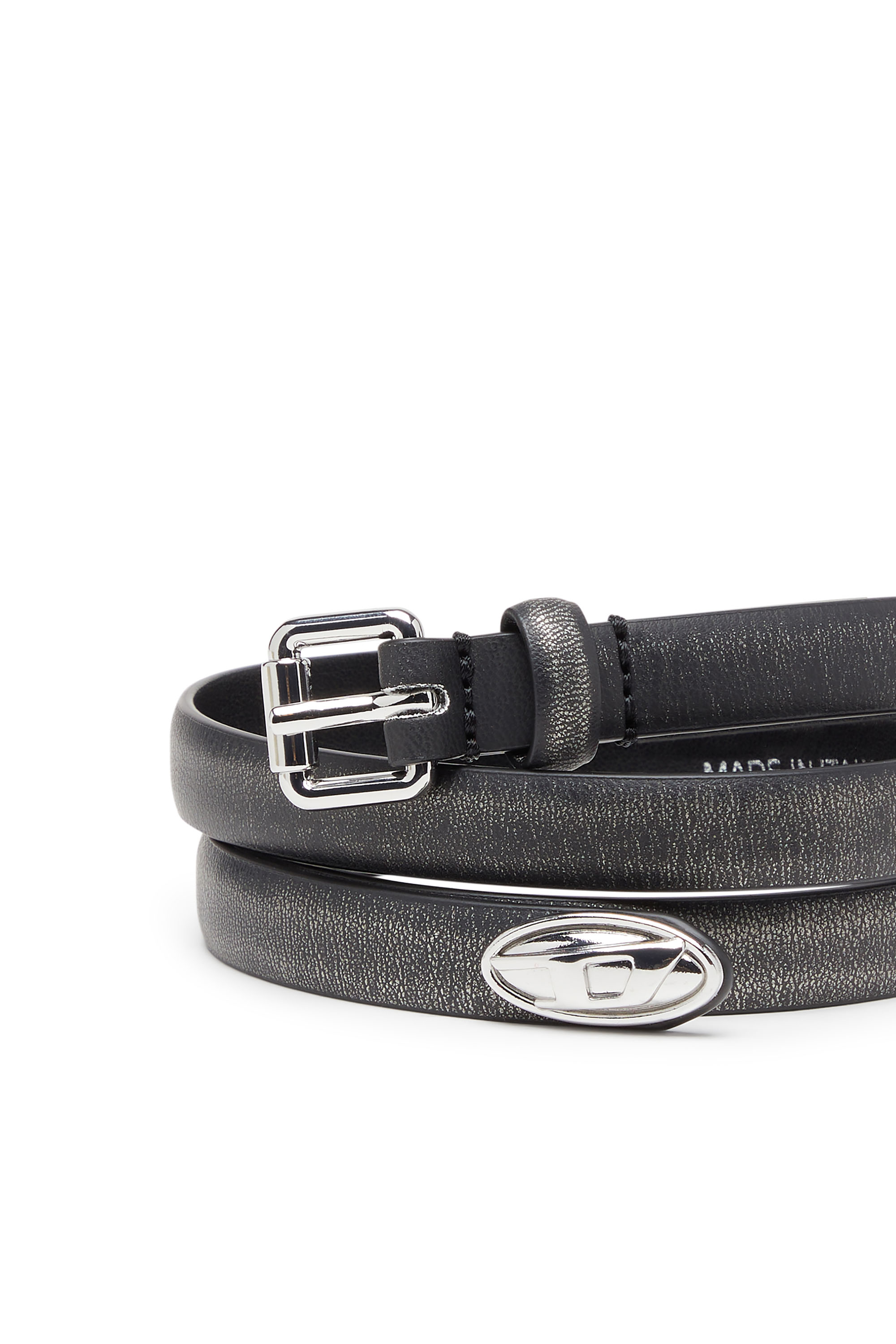 Diesel - B-DD-TIP, Female's 1.4cm belt with slim buckle in Black/Silver - 3