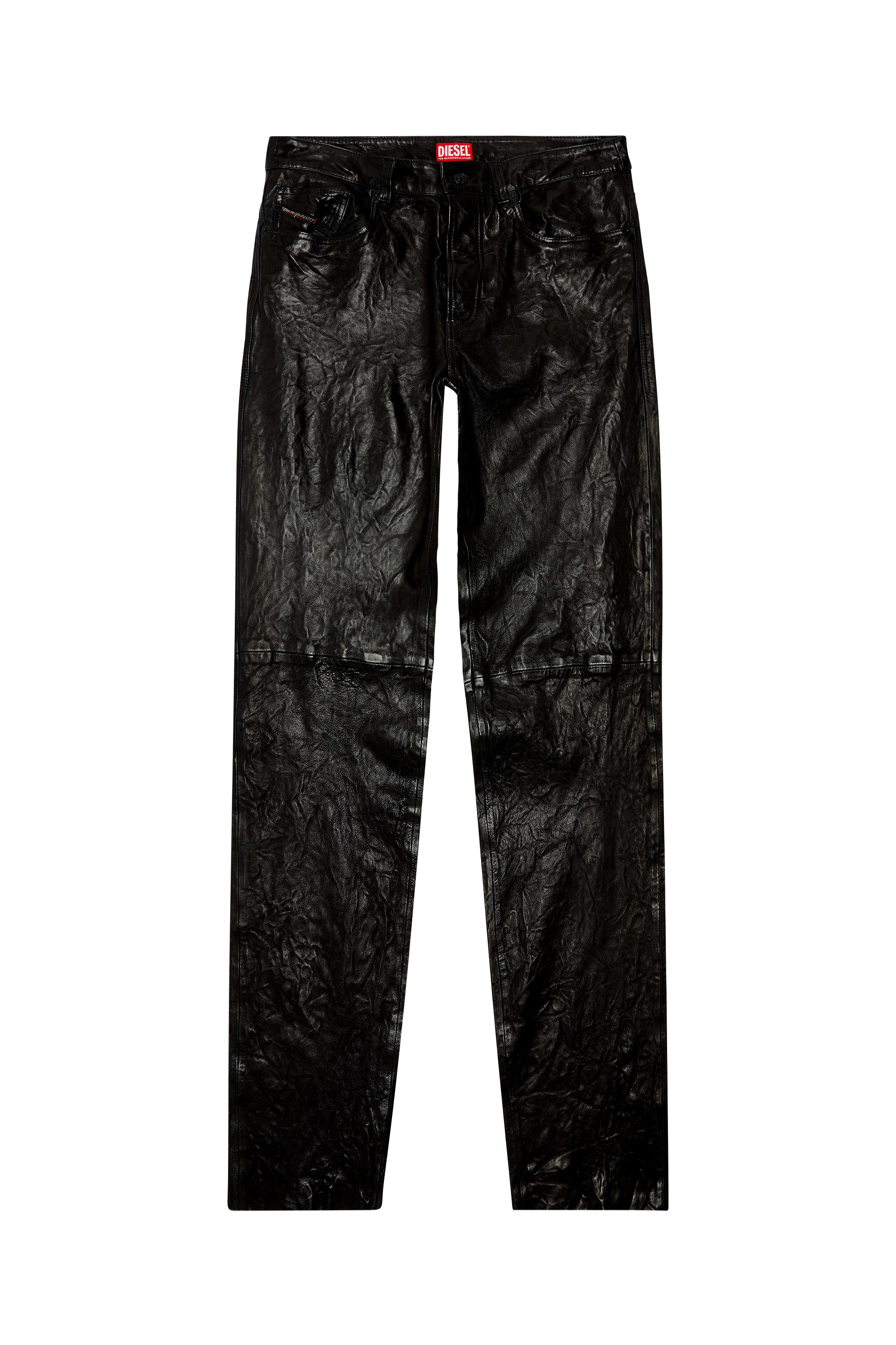 Diesel - P-MACS-LTH, Man's Textured waxed-leather pants in Black - 2