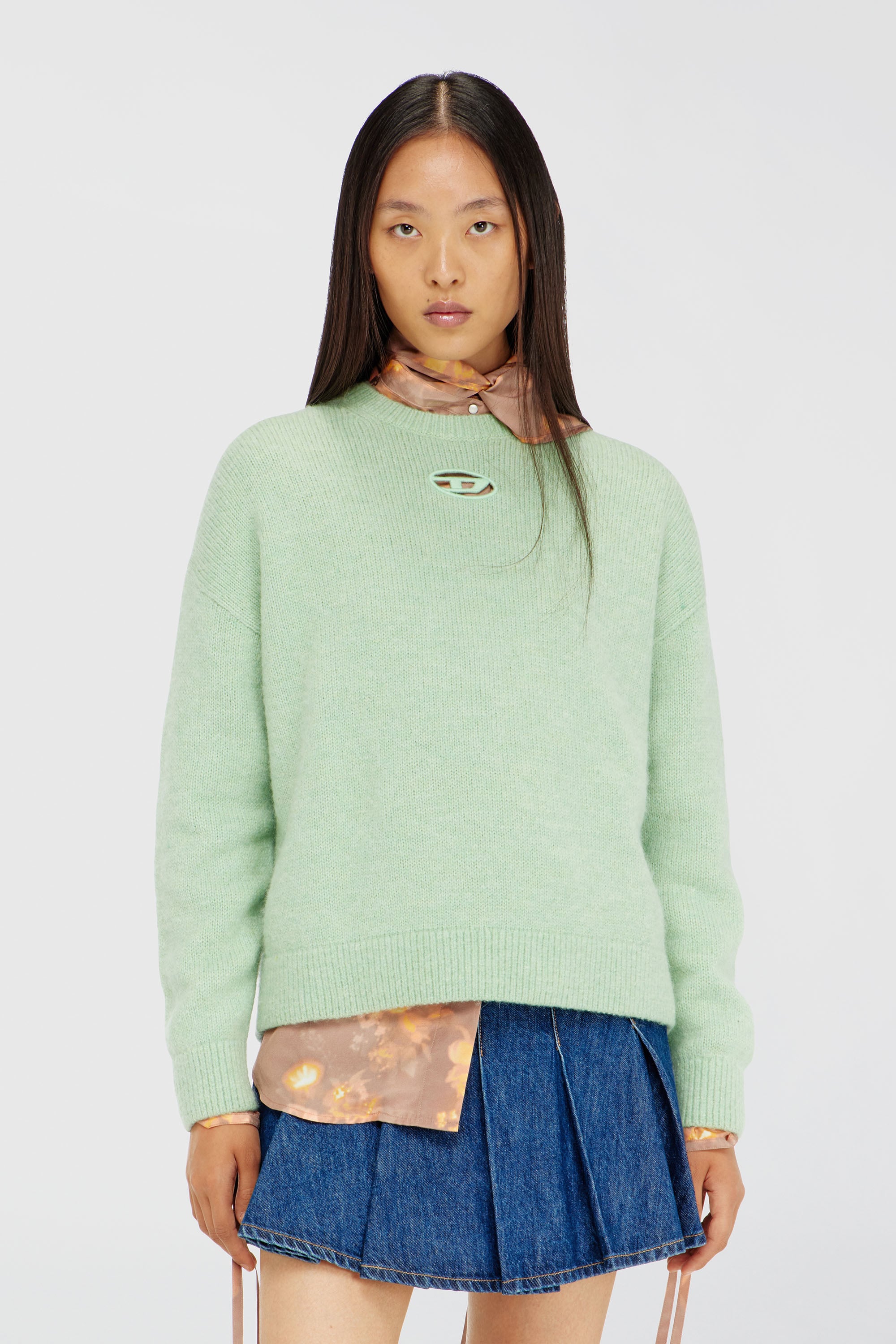 Diesel - M-AREETA, Jersey de mezcla de lana y alpaca Mujer in Verde - 1