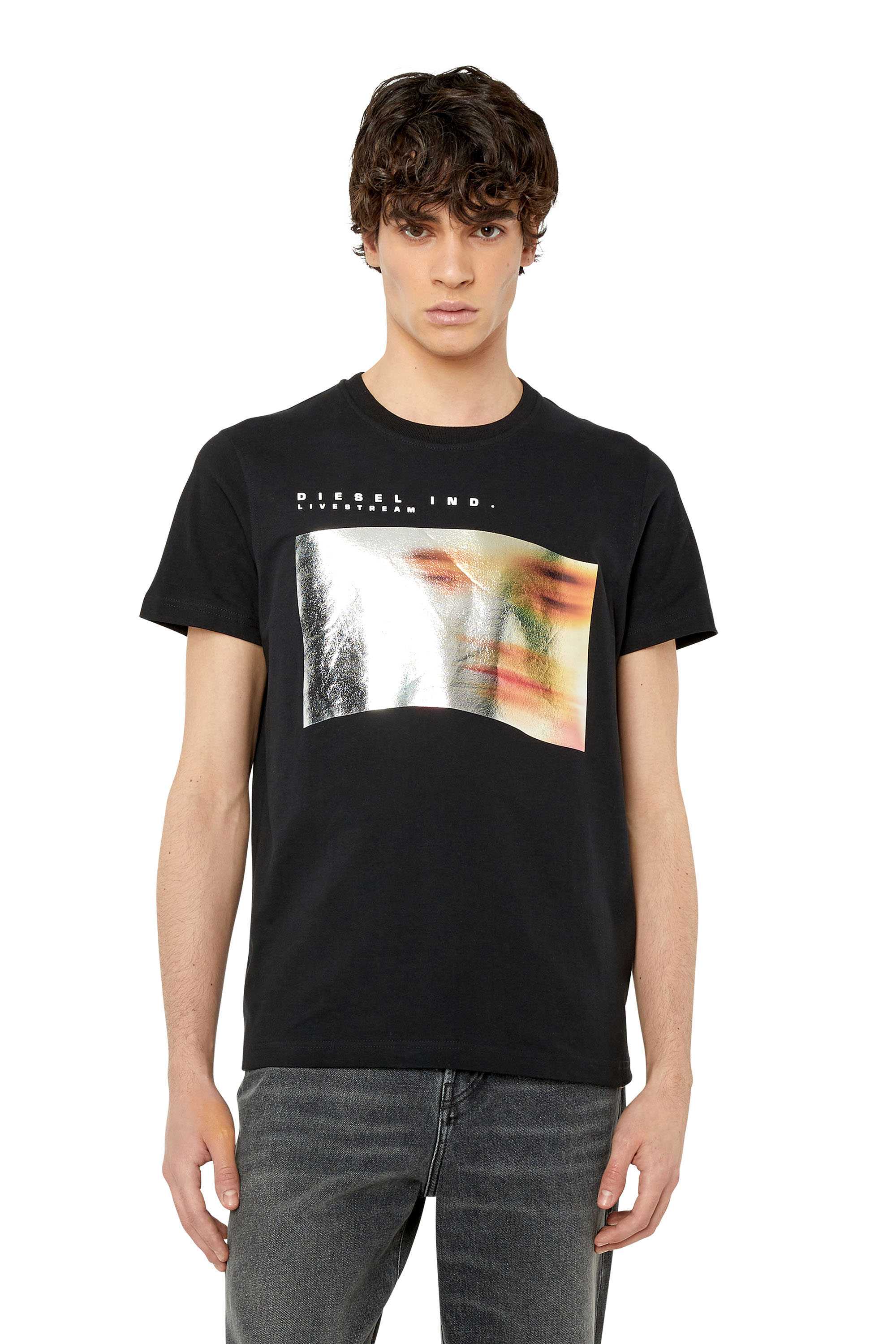 T-DIEGOR-G2 Man: T-shirt with metallic blurry-face print