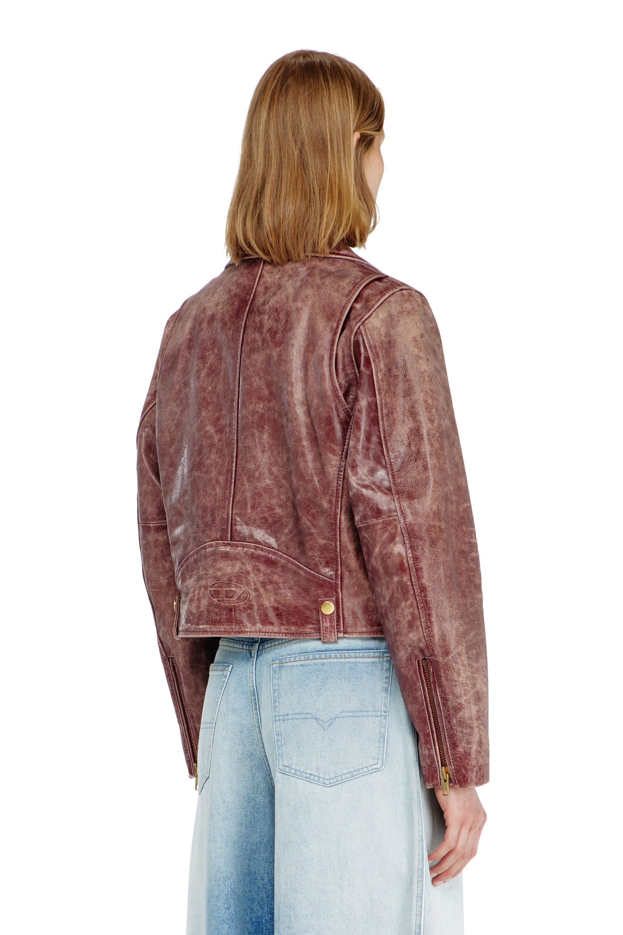 Diesel - L-UNATIC-T1, Veste biker en cuir trait&eacute; Femme in ToBeDefined - 5