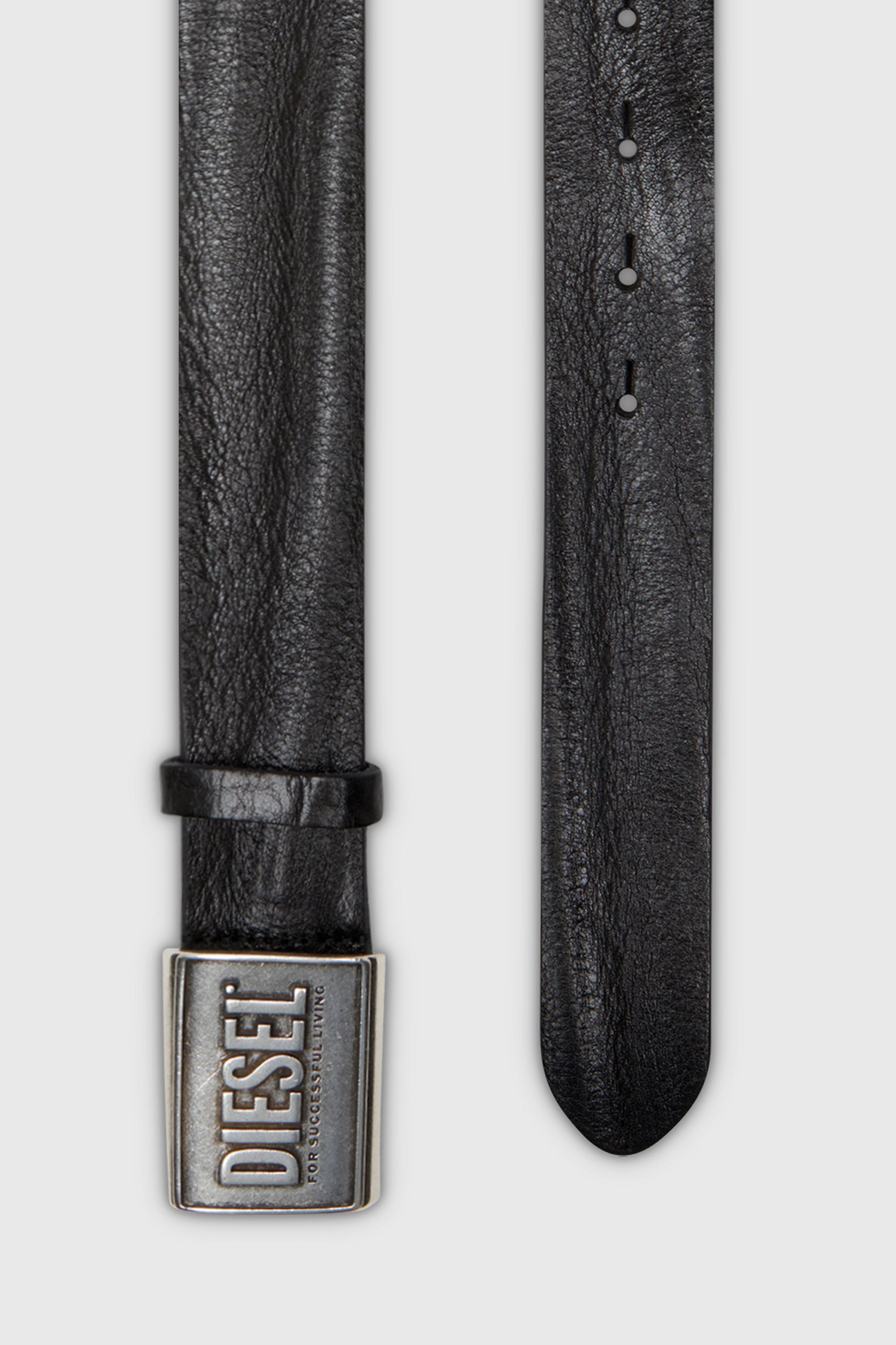 Diesel - B-METAL BISCOTTO, Cintur&oacute;n de piel de 4 cm con placa de logo Hombre in Negro - 2