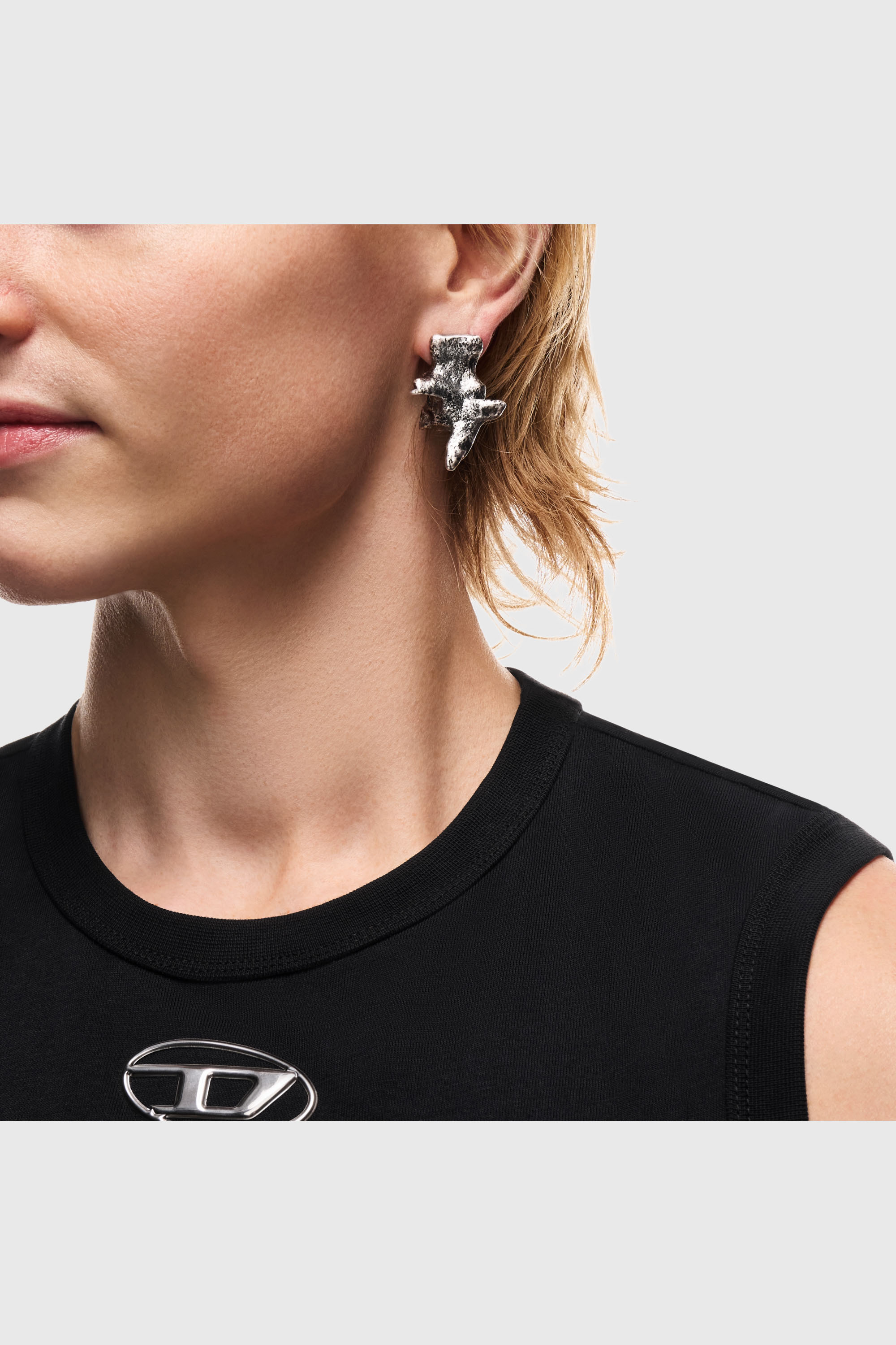 Diesel - DX1710040 JEWELLERY, Pendientes plateados con tachuelas Unisex in Gris - 4