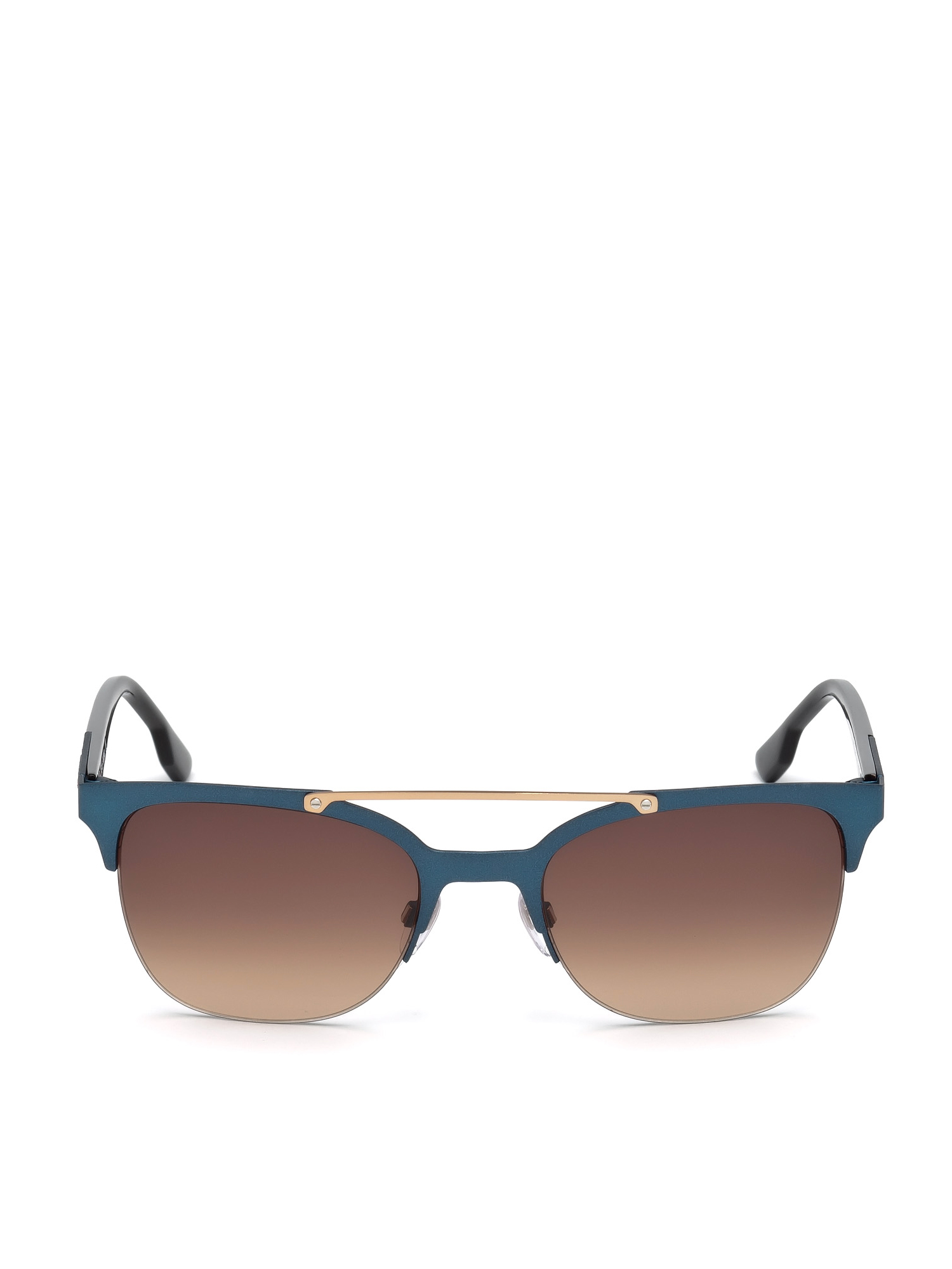 Diesel - DL0215, Gafas cuadradas de doble puente de metal Hombre in Azul marino - 1