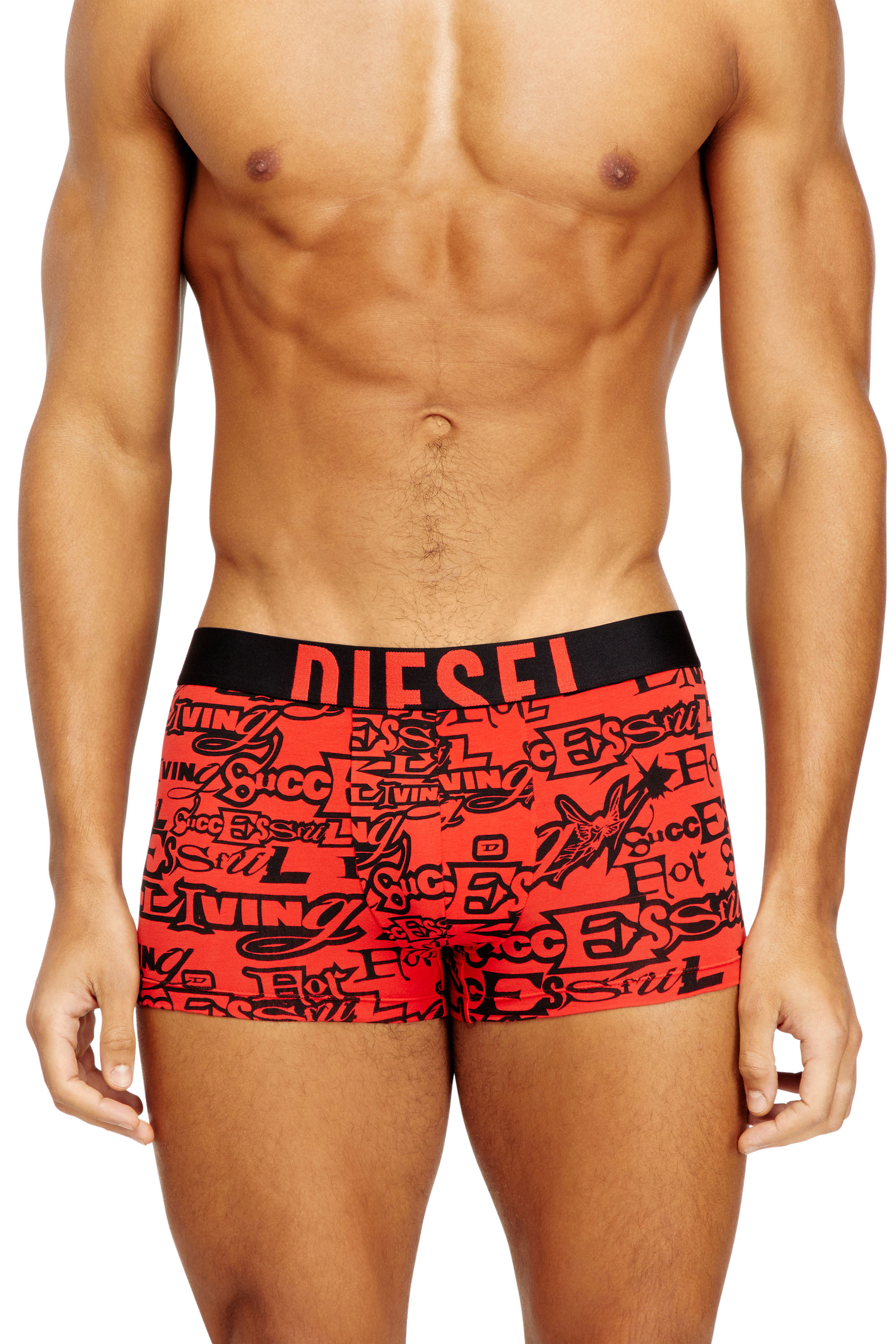 Diesel - DAMIEN-D-POP-3PACK-40, Man's Three-pack cotton trunks with bold logos in Black/Red - 3