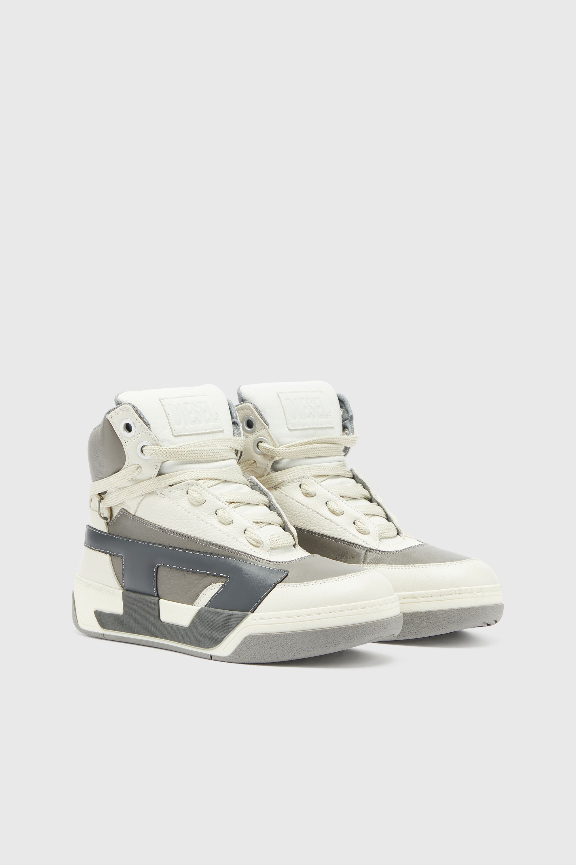 Diesel - S-D-OLLIE MID, S-D-Ollie - Sneakers montantes en cuir avec logo D Homme in Blanc - 2