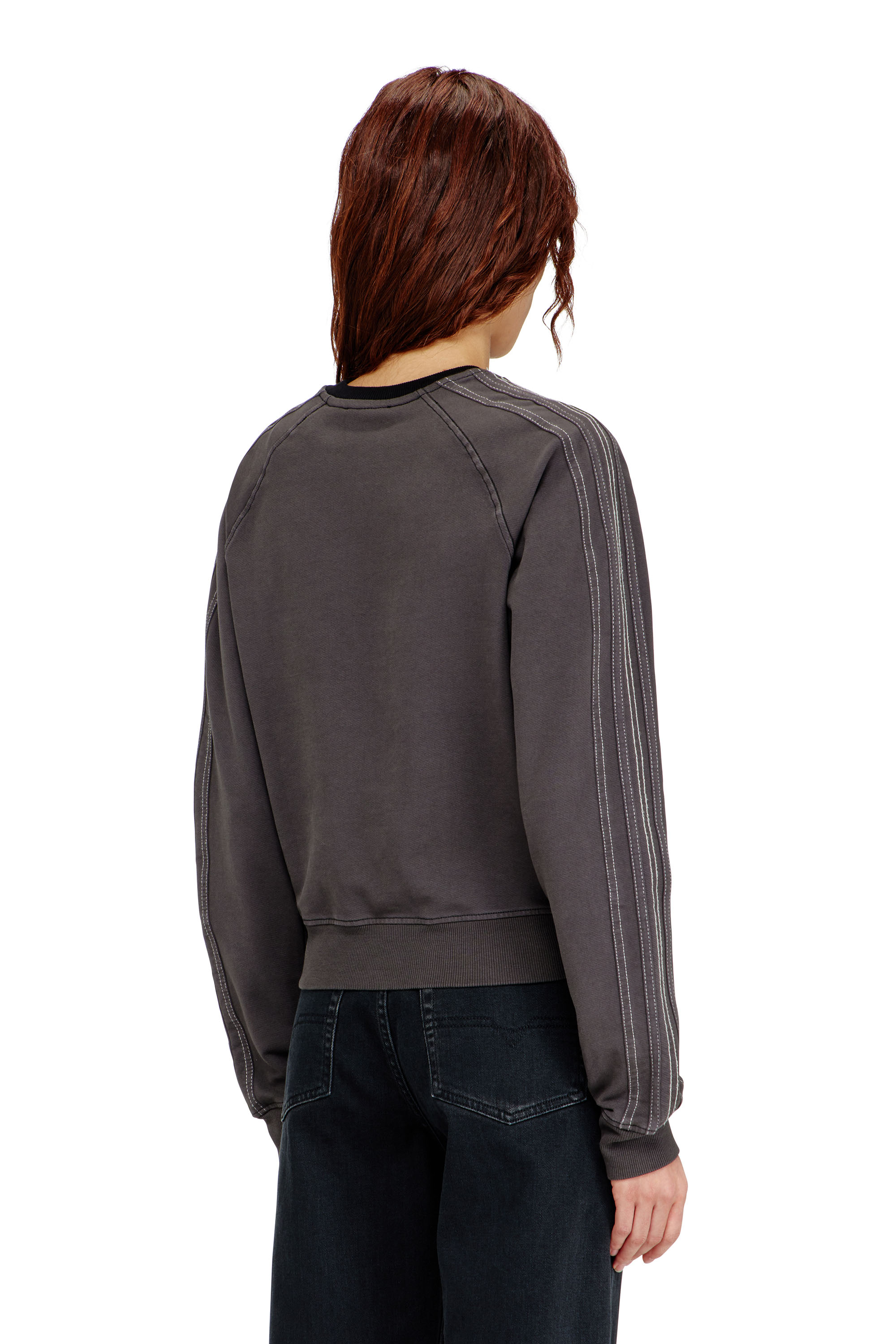 Diesel - F-ALPY, Sweat-shirt avec bandes et broderie Oval D Femme in Gris - 4