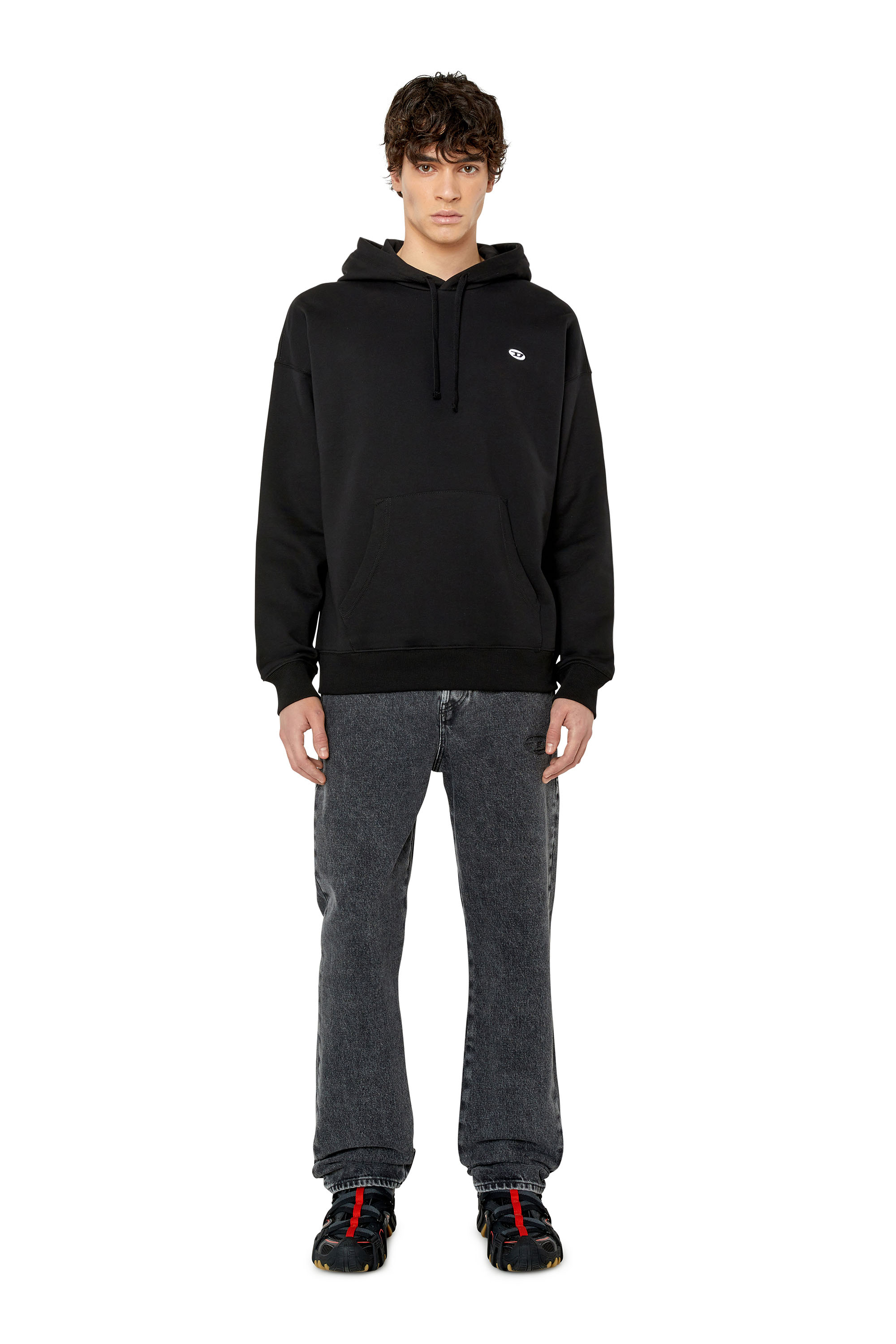 Diesel - S-ROB-HOOD-DOVAL-PJ, Male's Hoodie with oval D patch in Black - 1