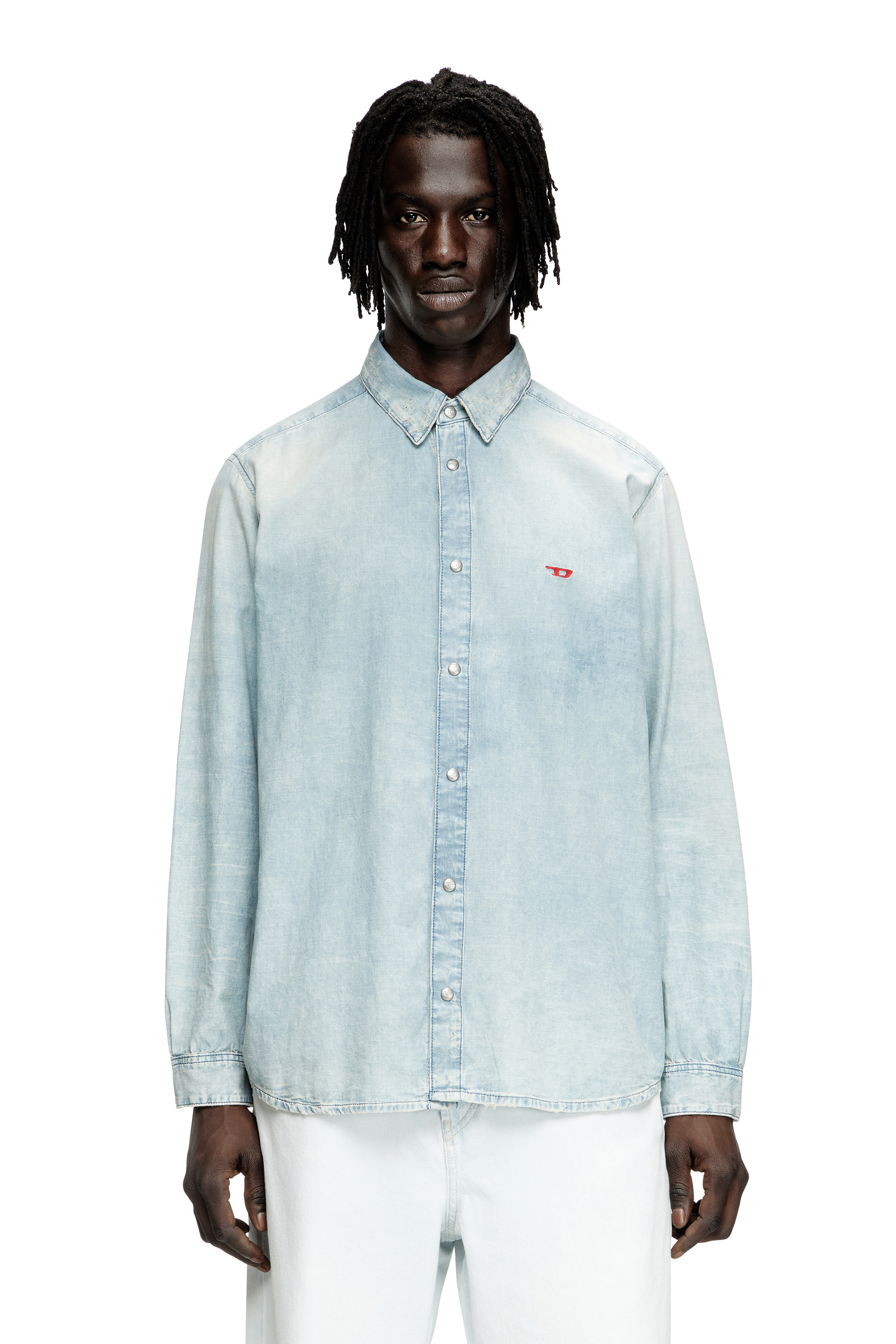 Diesel - D-SIMPLY, Chemise en denim effet blanchi Homme in Bleu - 1