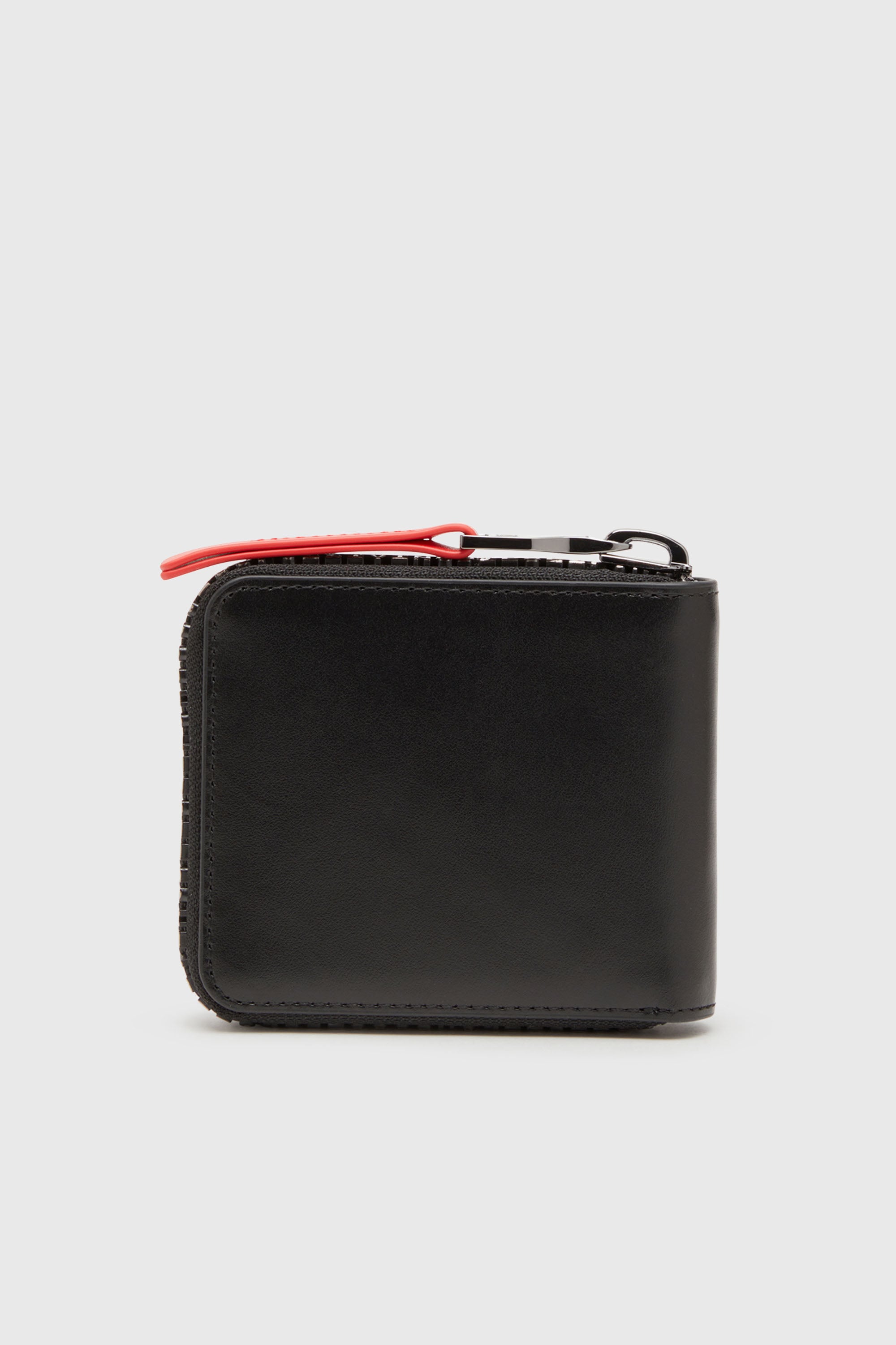 Men's Leather zip wallet with logo zip | Black | Diesel MX