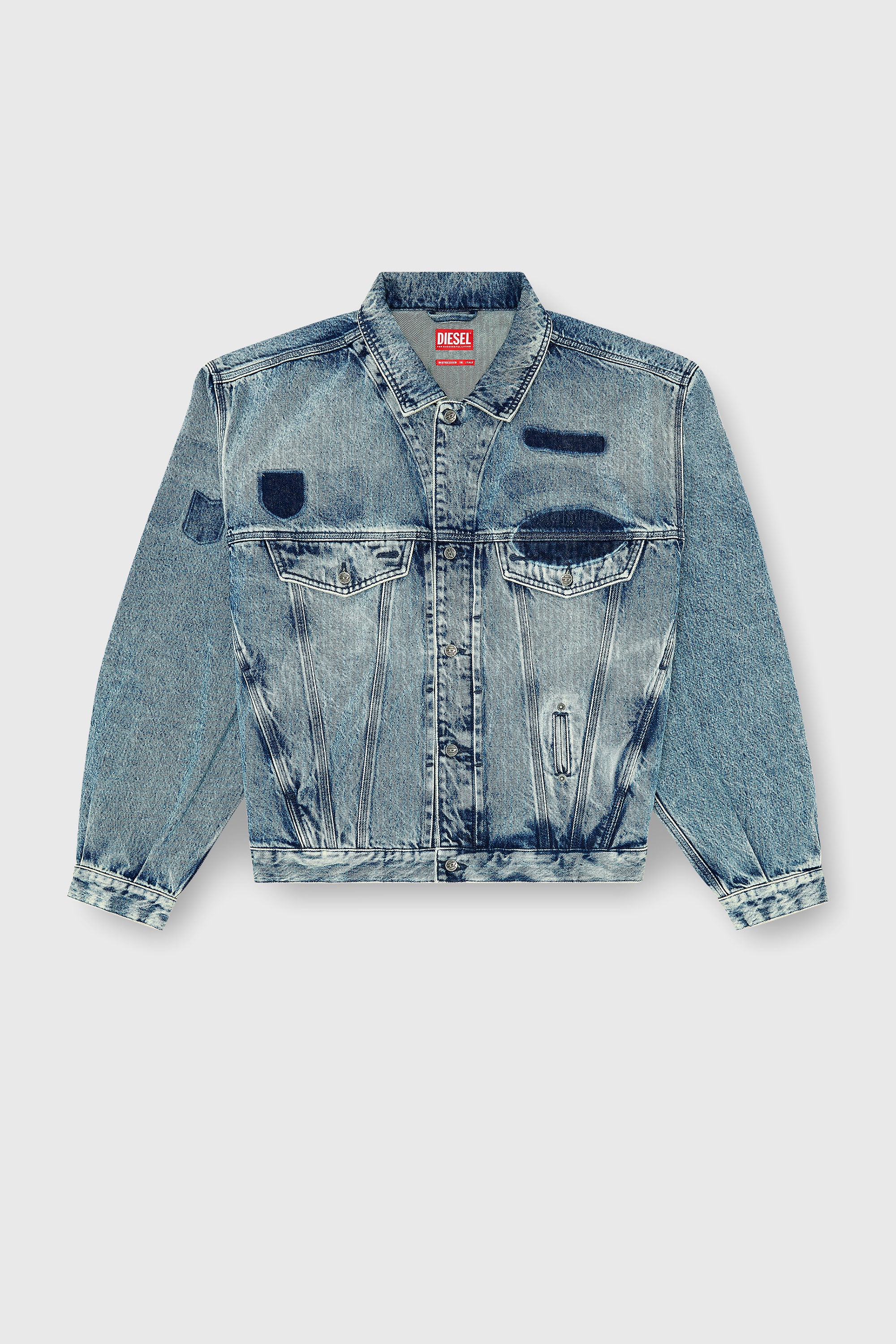 Diesel - D-DENVER-S2, Veste trucker avec effets patch Mixte in Bleu - 2