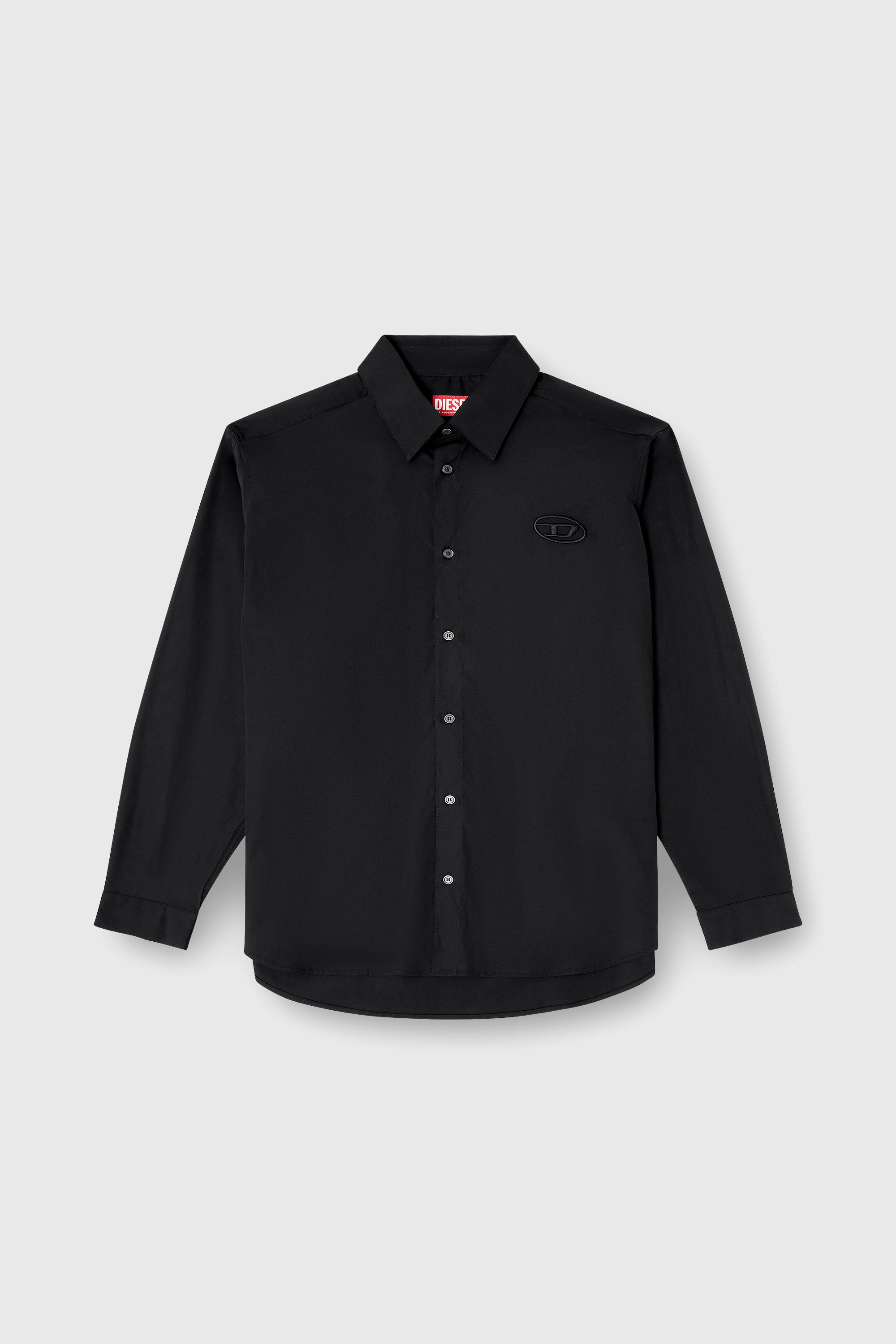 Diesel - S-SIMPLY-GSBH, Camisa de popelina el&aacute;stica con bordado Hombre in Negro - 2