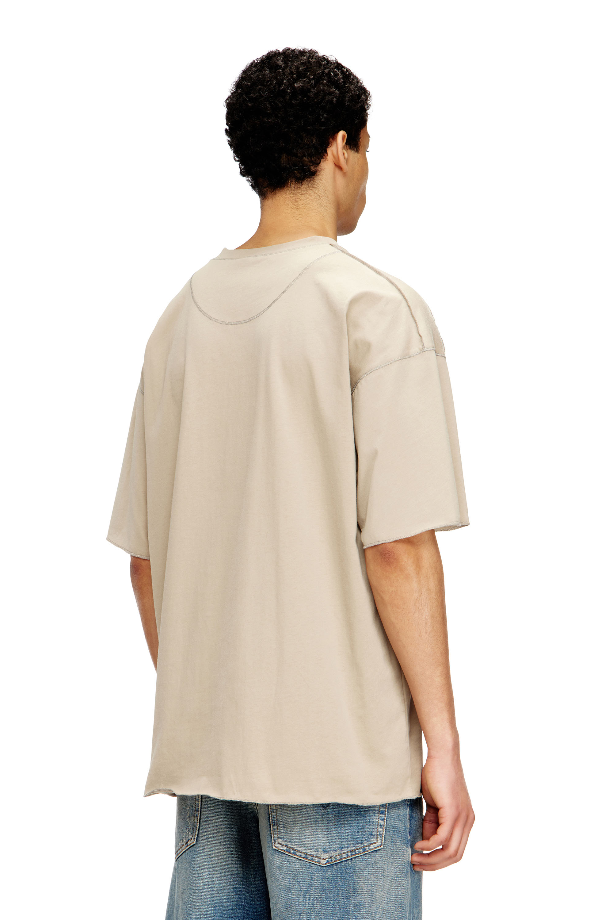 Diesel - T-CRAHOR-BOXT-T1, Male's Cotton T-shirt with micro embroidery in Beige - 4