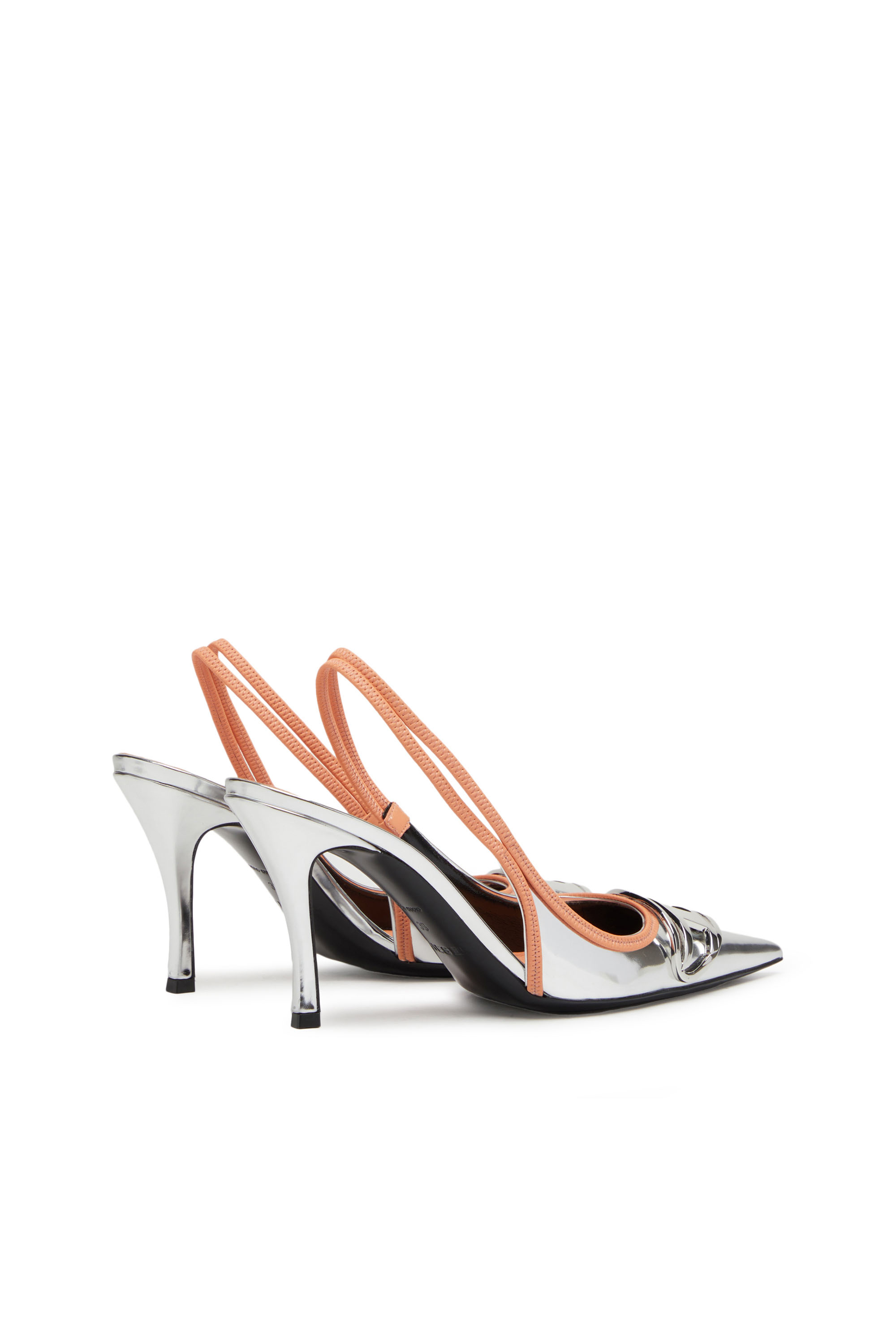 Diesel - D-VENUS SB, Woman's D-Venus SB - Slingback pumps in metallic leather in Silver - 3