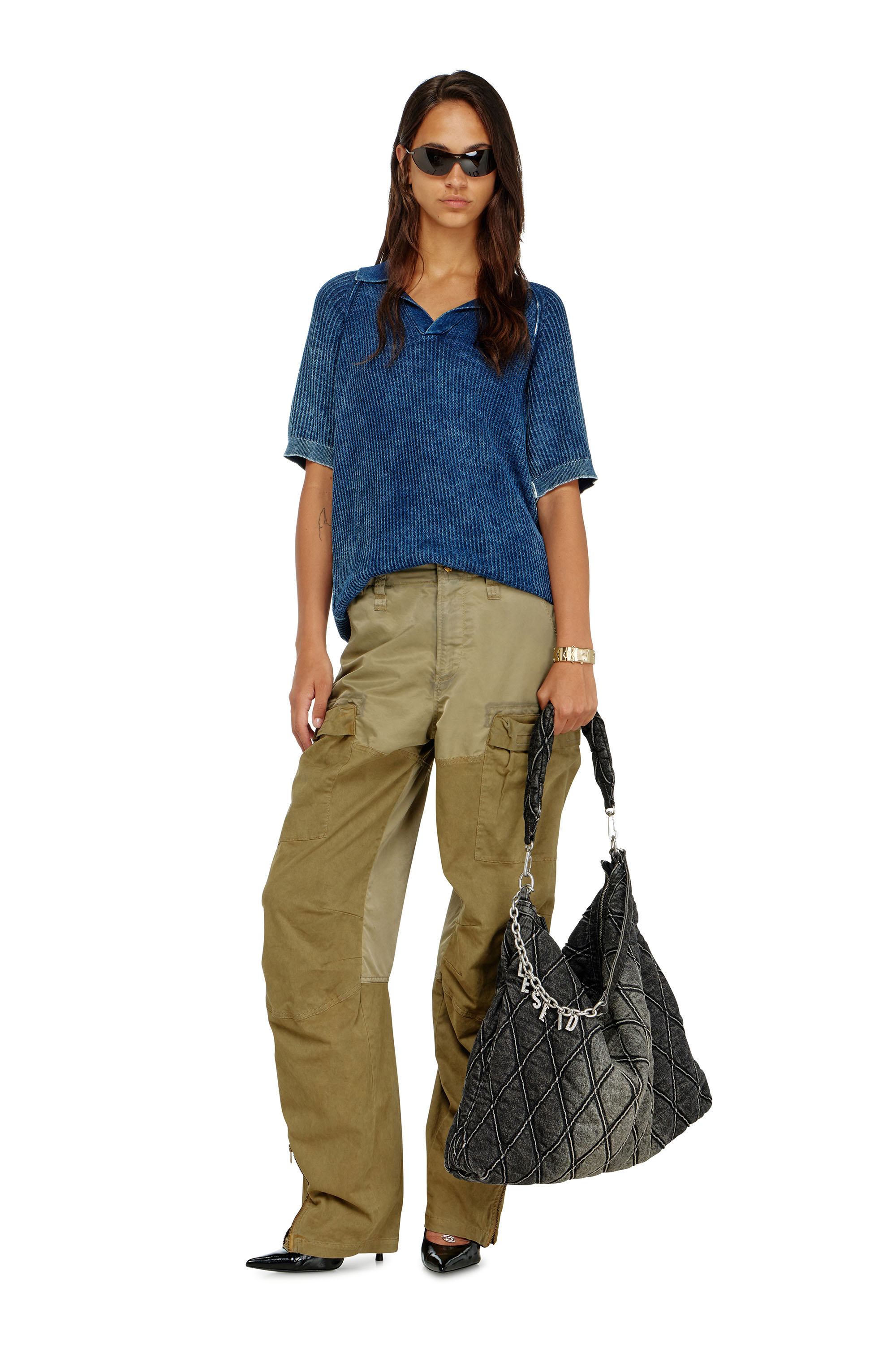 Diesel - P-ARKER, Pantalones cargo de algod&oacute;n y nailon Mujer in Verde - 2