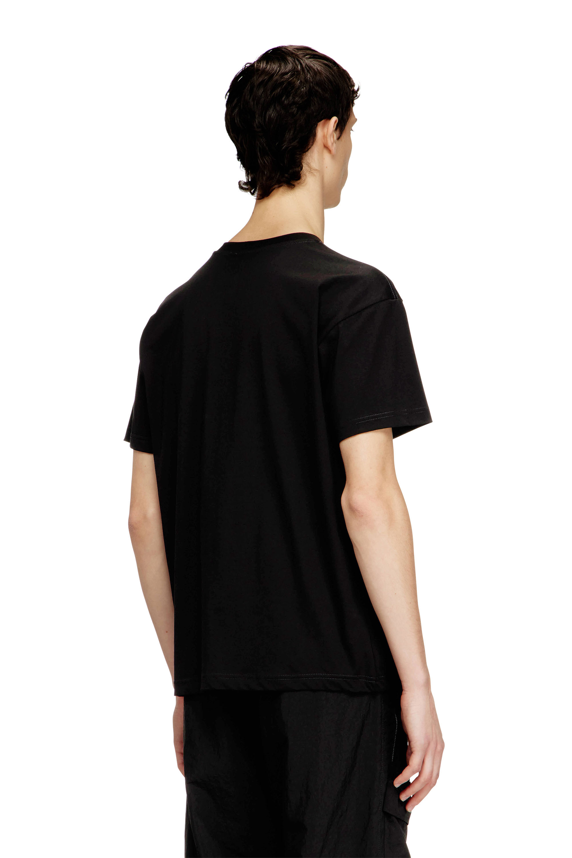 Diesel - T-NORM-PIPING, Male's T-shirt with contrast piping in Black - 4
