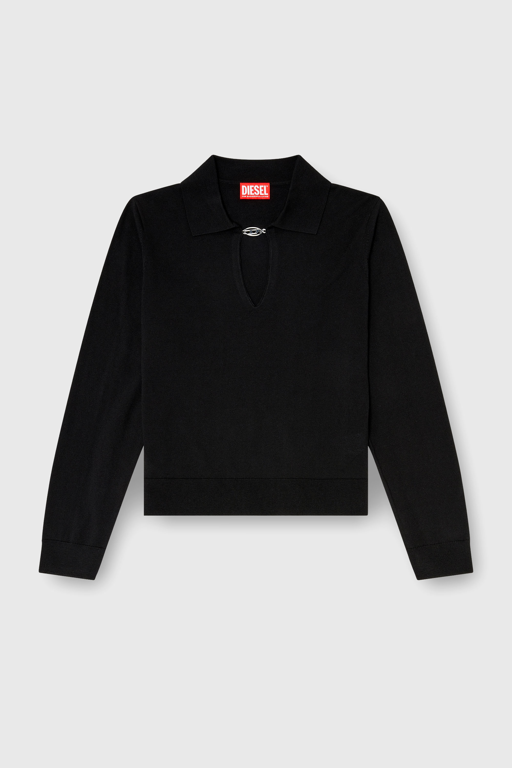 Diesel - M-LILLI, Jersey tipo polo de mezcla de seda con placa Oval D Mujer in Negro - 2