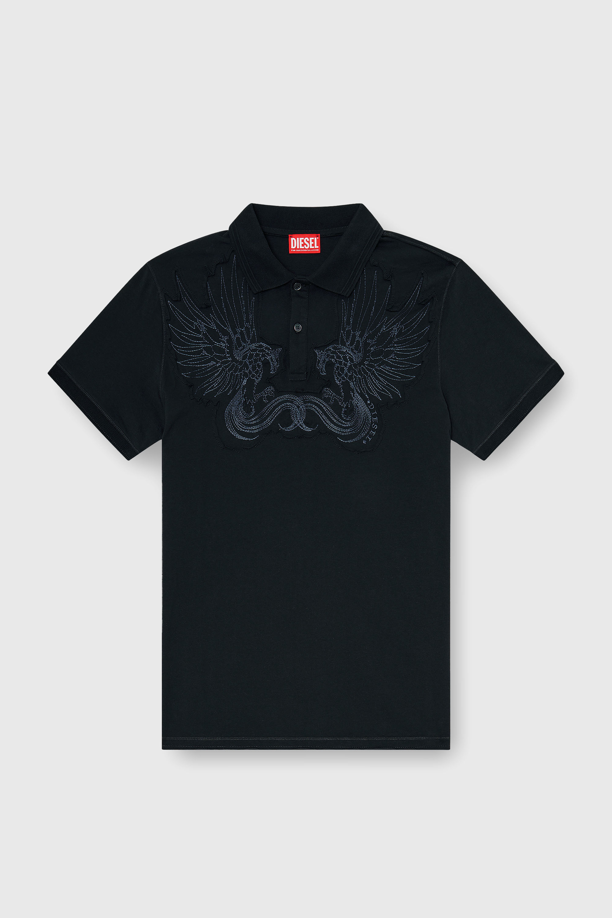 Diesel - T-PHEN, Polo en coton avec patch brod&eacute; Homme in Noir - 2