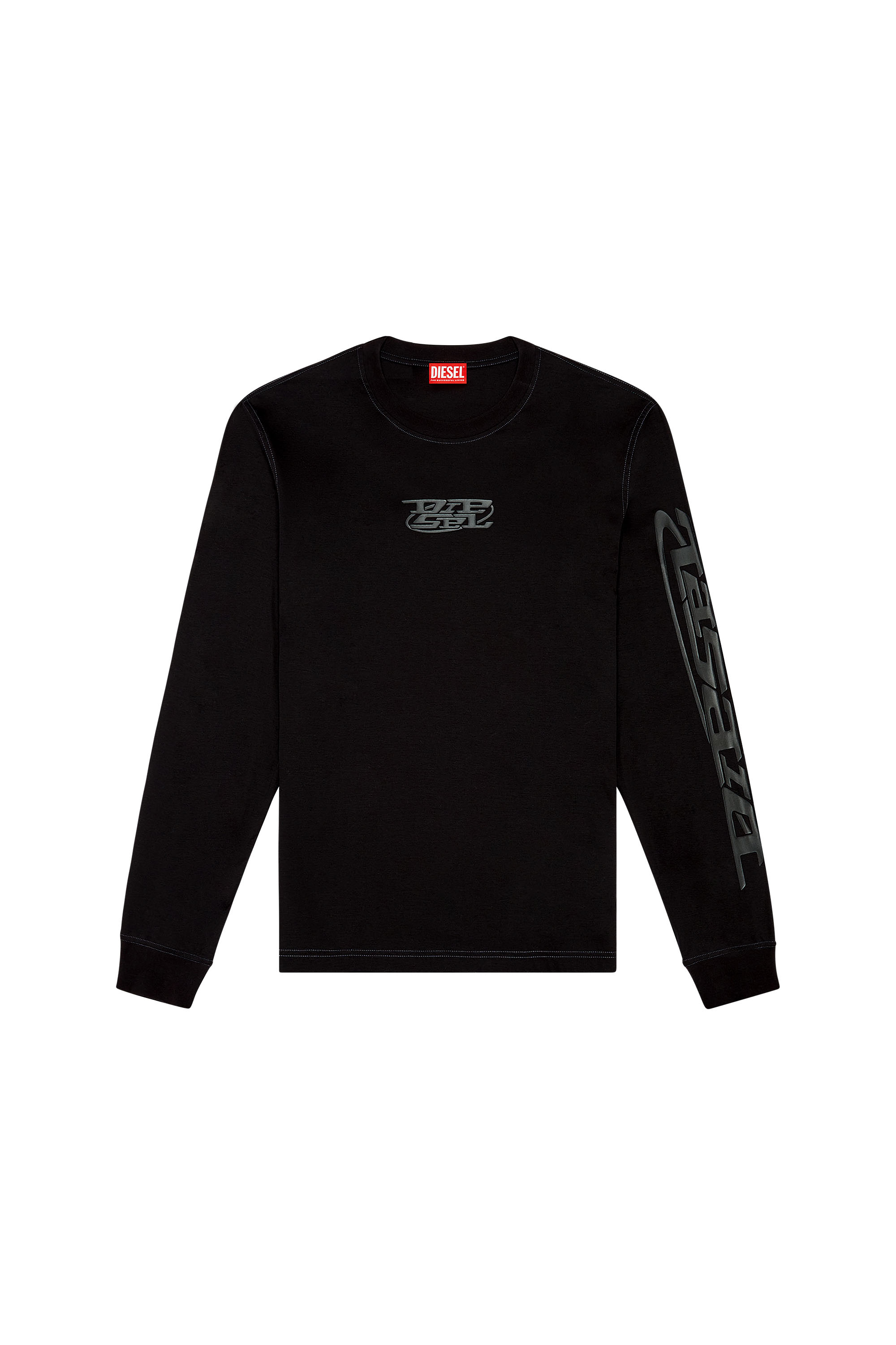 dDdDdDd BIG DRAWSTRING LONG-SLEEVE T Men's Long-sleeve T-shirt with high-density prints | Black