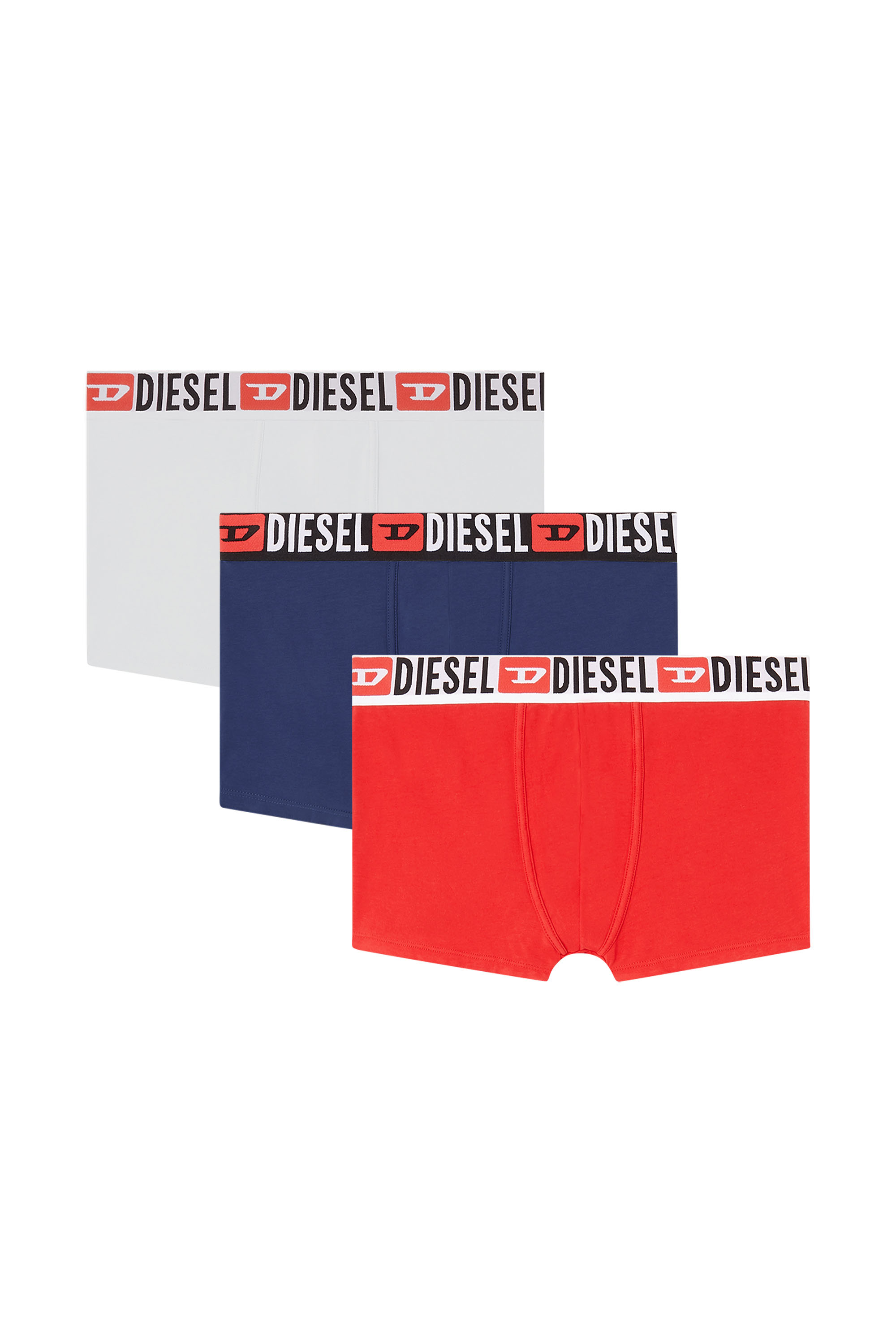 Diesel - UMBX-DAMIENTHREEPACK, Male's Three-pack of all-over logo waist boxers in Blue - 4