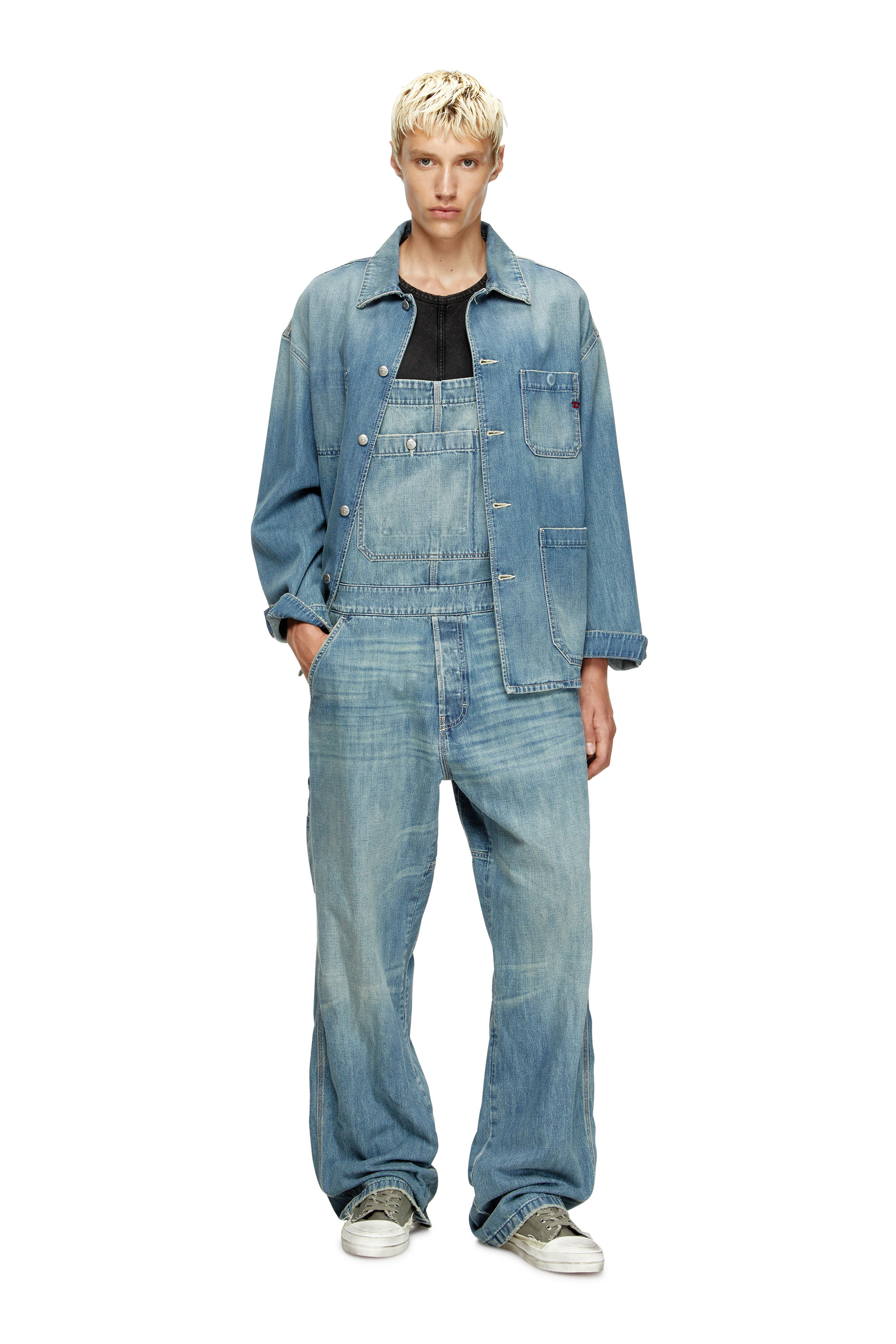 Diesel - D-FRAMU-U, Unisex's Utility-style denim dungarees in Light Blue - 3