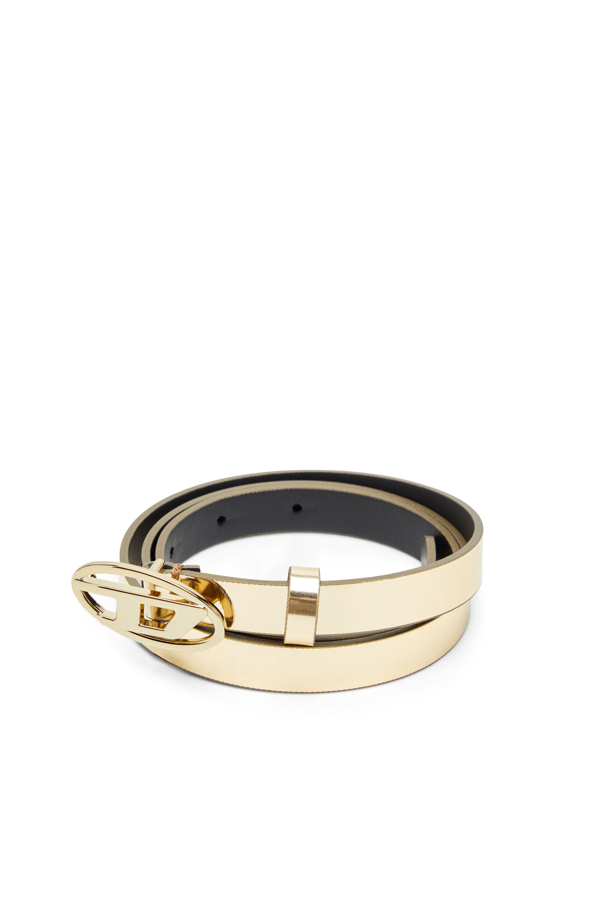 Diesel - B-1DR 15, Woman's 1.5cm slim belt with mirrored metallic finish in Bronze - 3