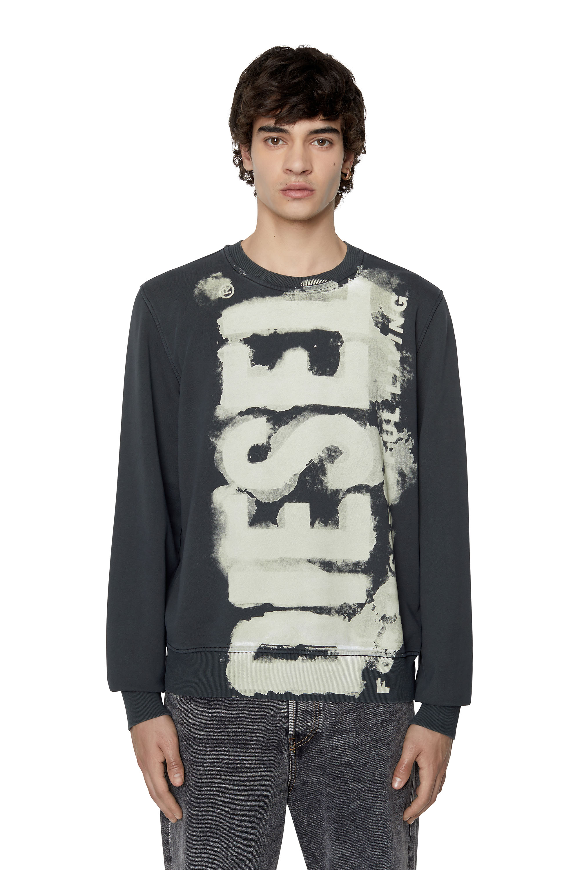 S-GINN-E5 Man: Sweatshirt with bleeding-effect logo | Diesel