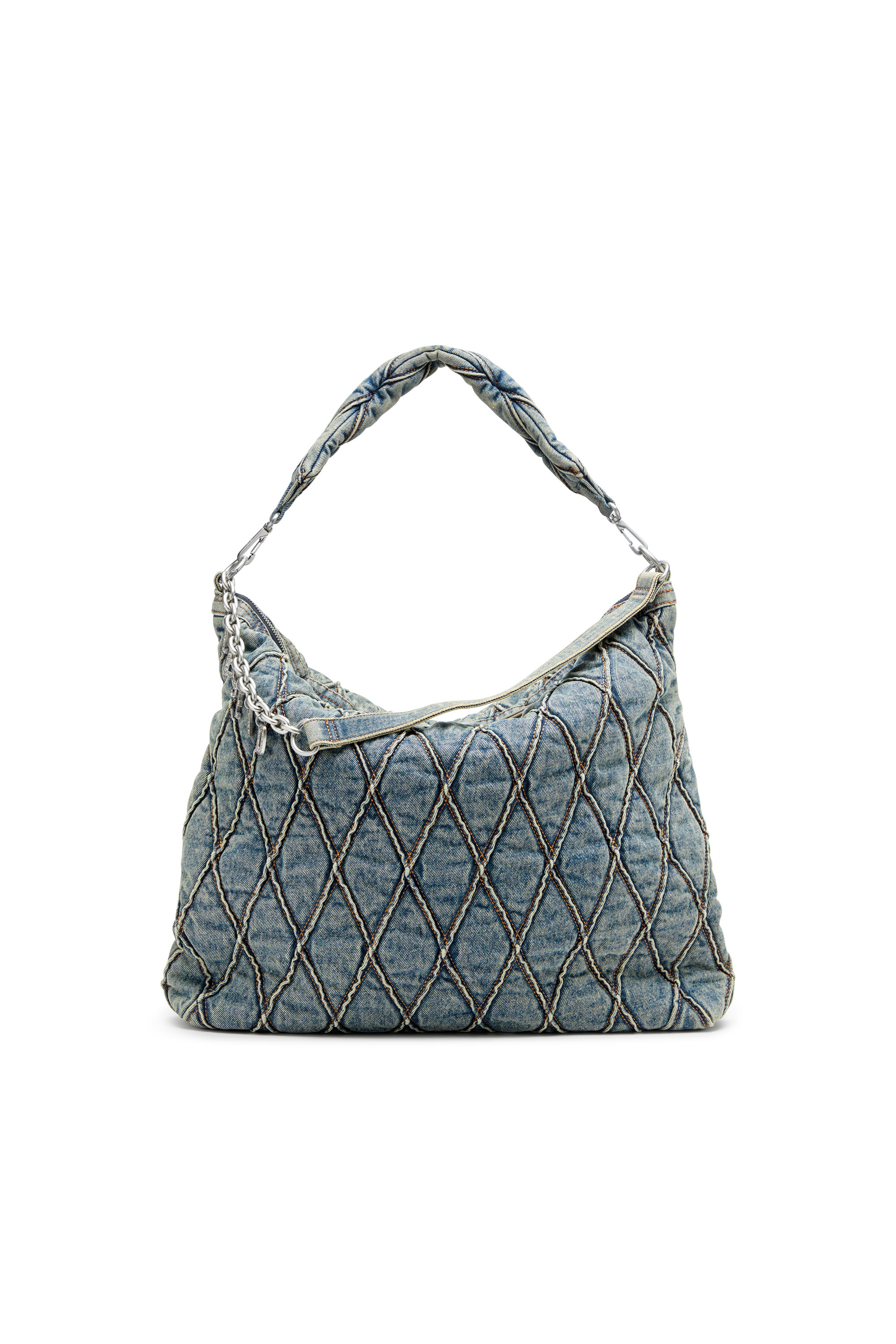Diesel - CHARM-D HOBO, Female's Charm-D-Large hobo in argyle quilted denim in Blue - 1