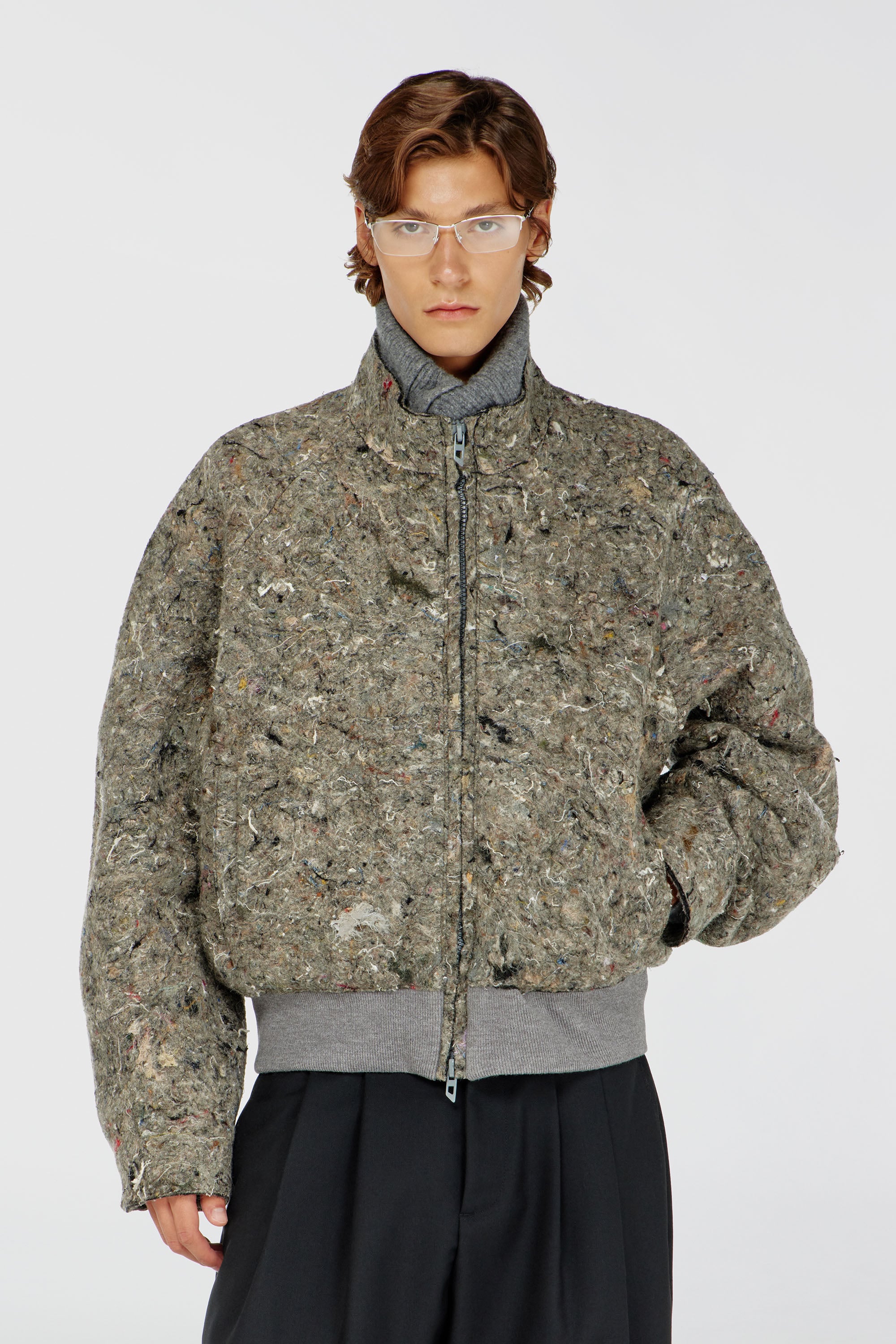 Diesel - J-DISTEM, Veste en feutre upcycl&eacute; Homme in Gris - 3
