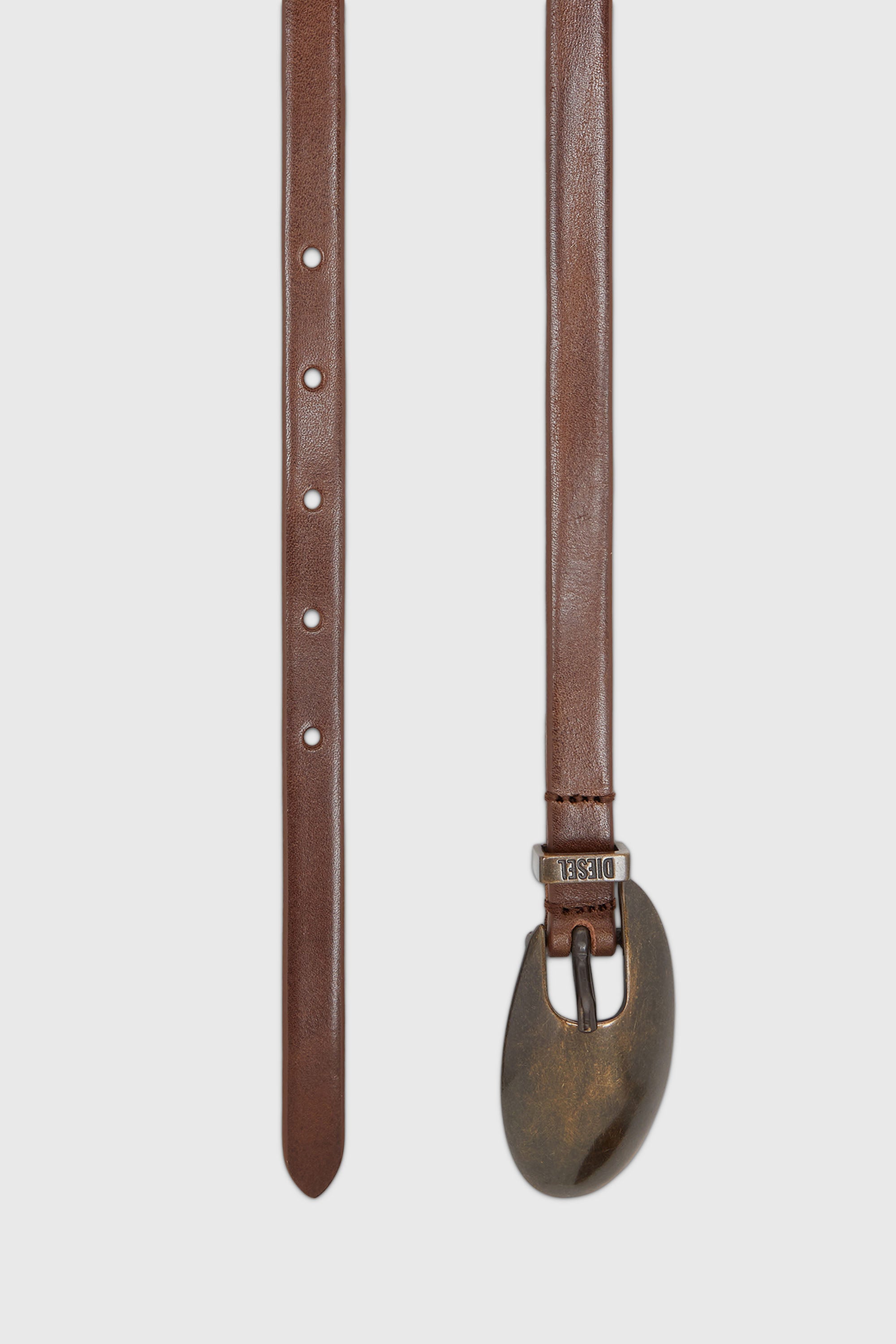 Diesel - B-ROP 15, Cintur&oacute;n 1.5 cm fino de cuero con hebilla escult&oacute;rica Mujer in Marr&oacute;n - 2