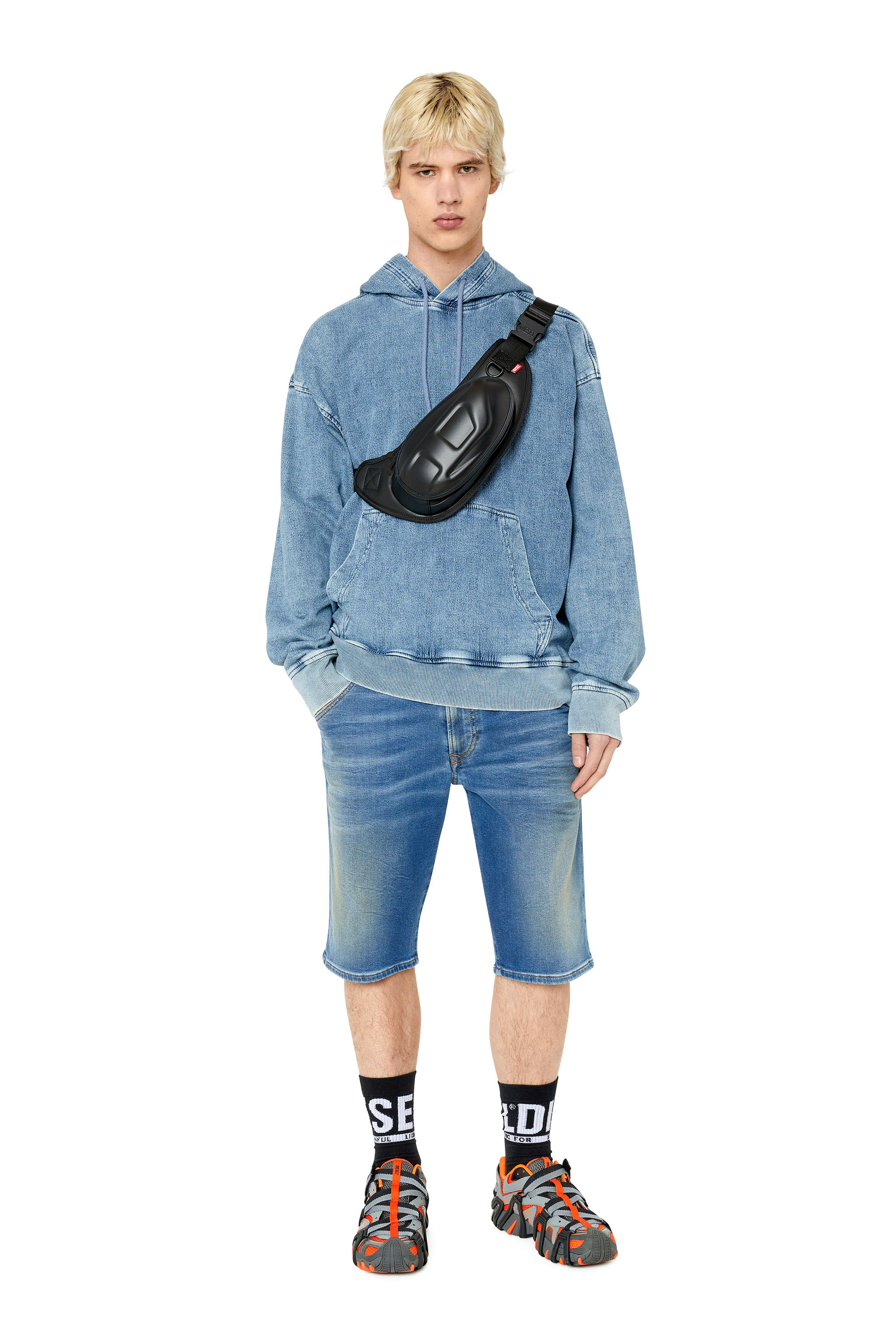 D-KROOSHORT-Z-T Man: Knee-length shorts in Track Denim | Diesel