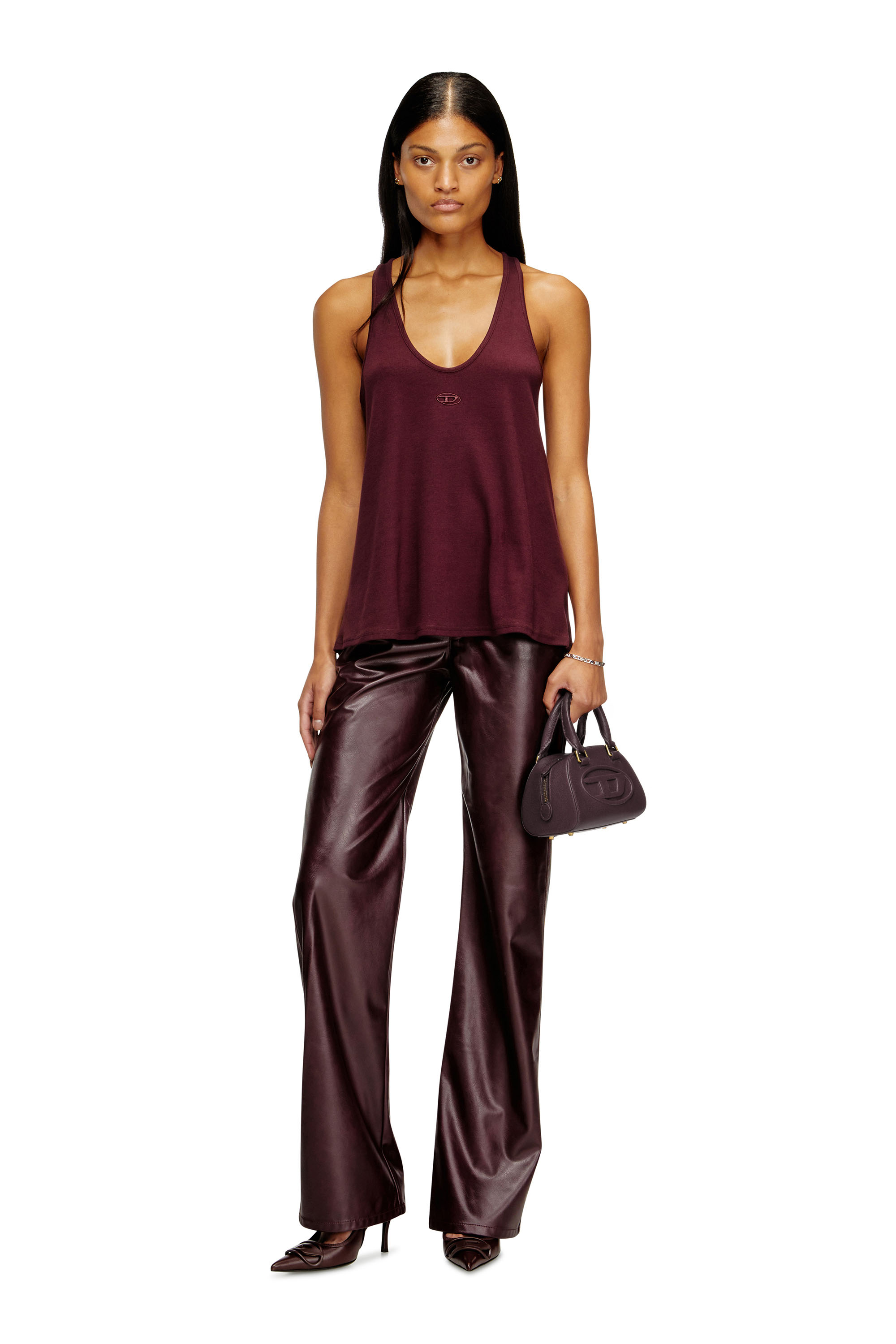 Diesel - 1DR DOME CROSSBODY, Female's 1DR Dome-Mini bowling bag in burgundy leather in Burgundy - 6