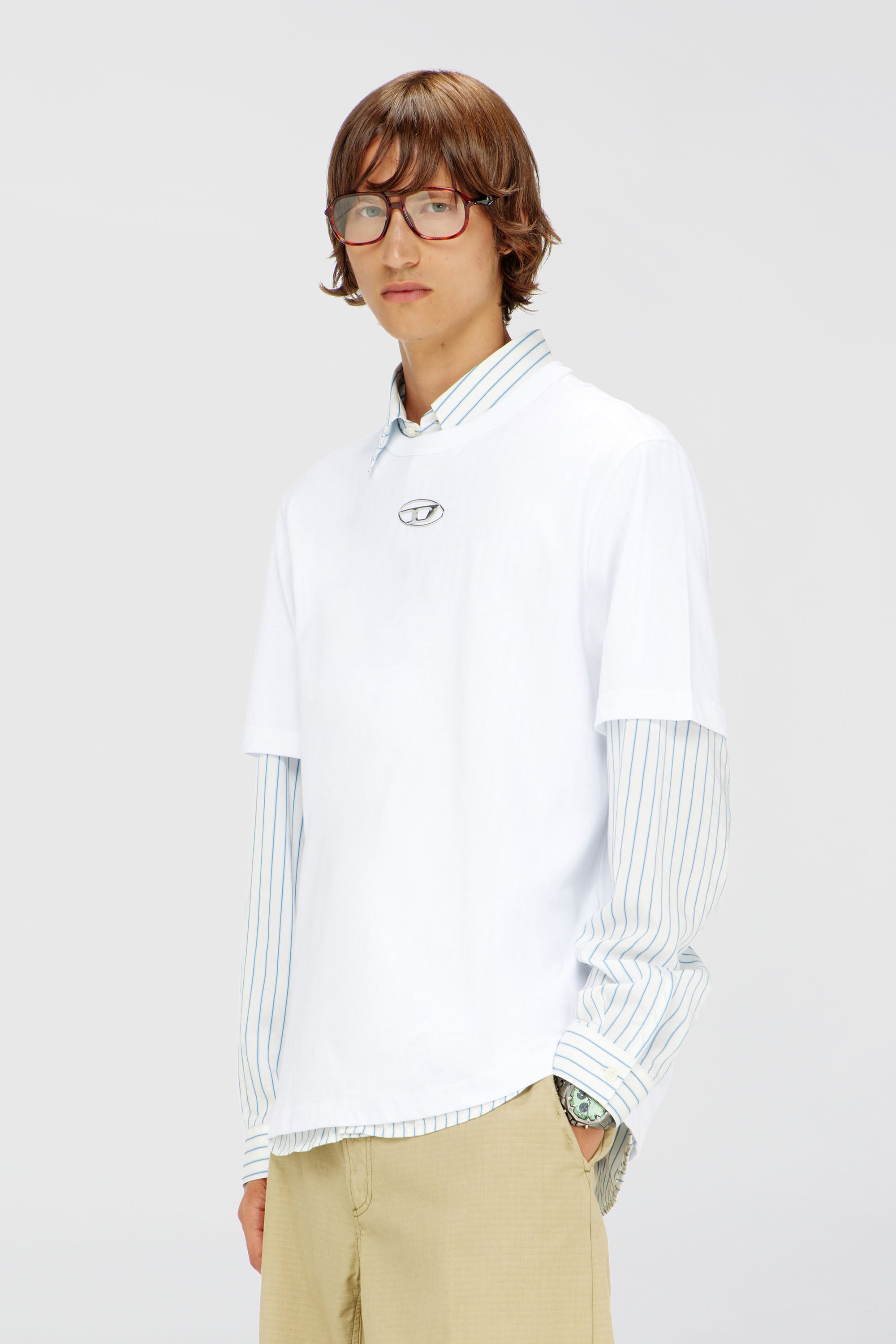 Diesel - T-ADJUST-OD, Man's Crew Neck T-Shirt with Oval D in White - 1