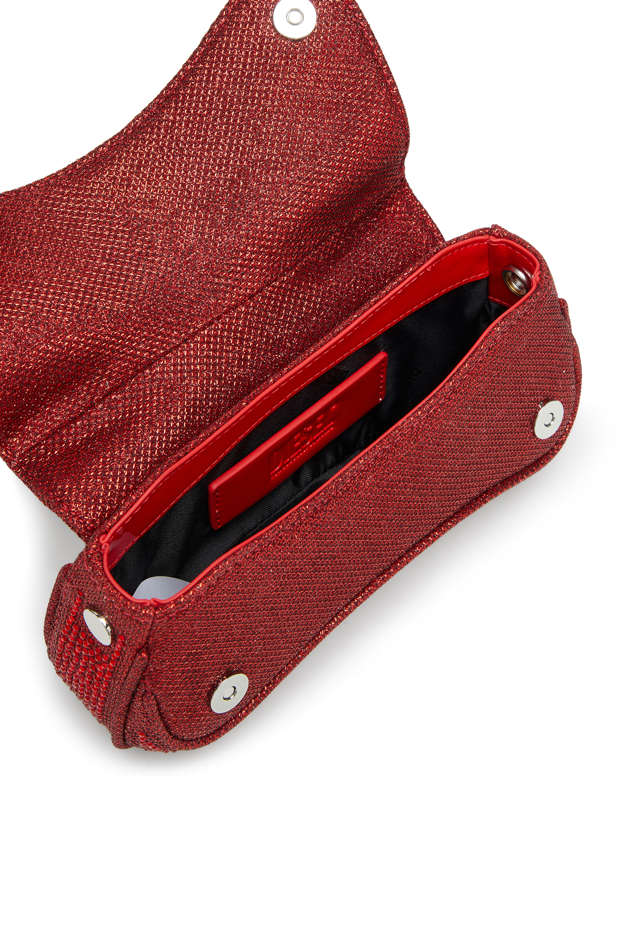Diesel - PLAY CROSSBODY XS, Female's Play-Mini crossbody bag in crystal Lurex in Red - 3
