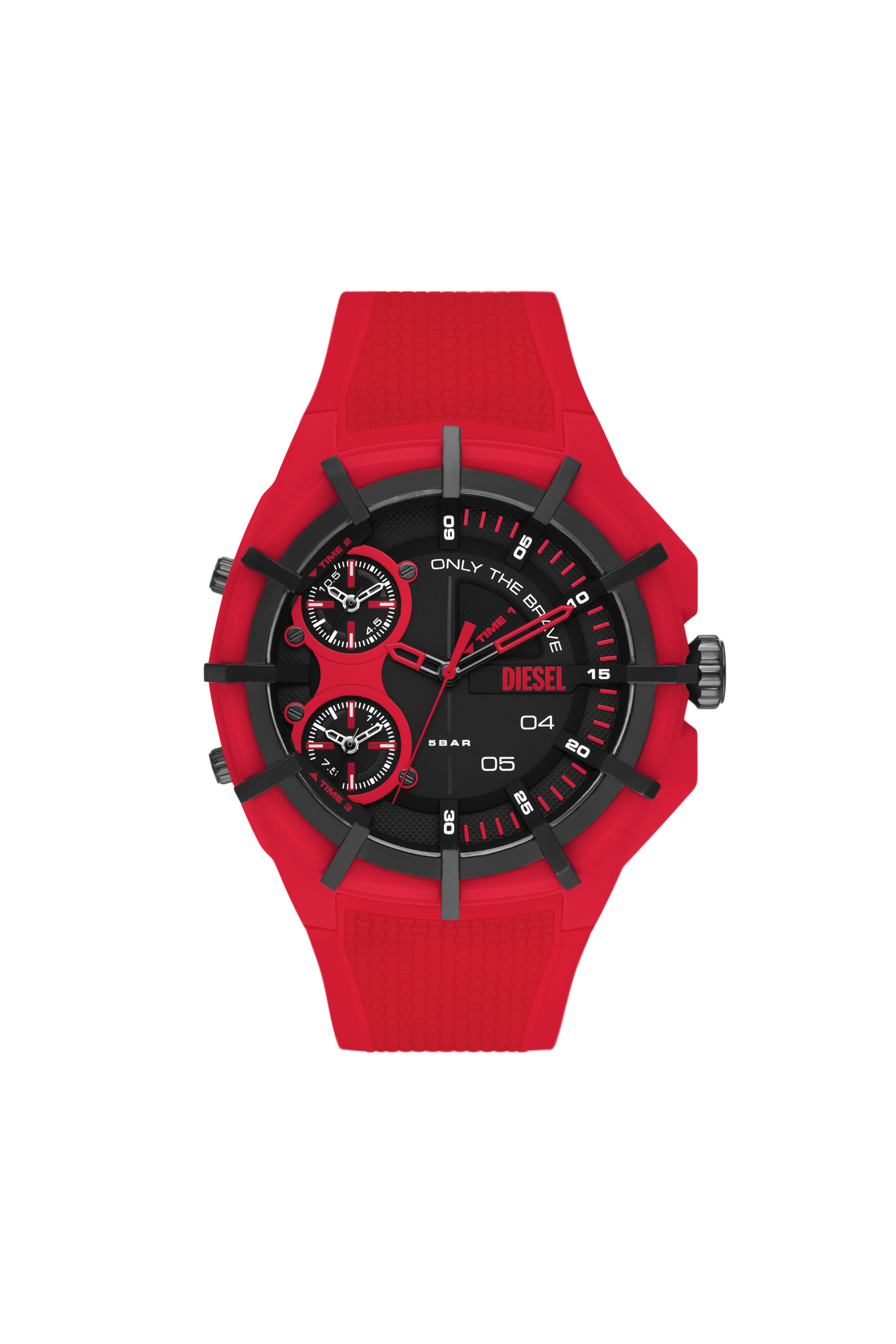 DZ1989 Man: Framed three-hand red silicone watch | Diesel