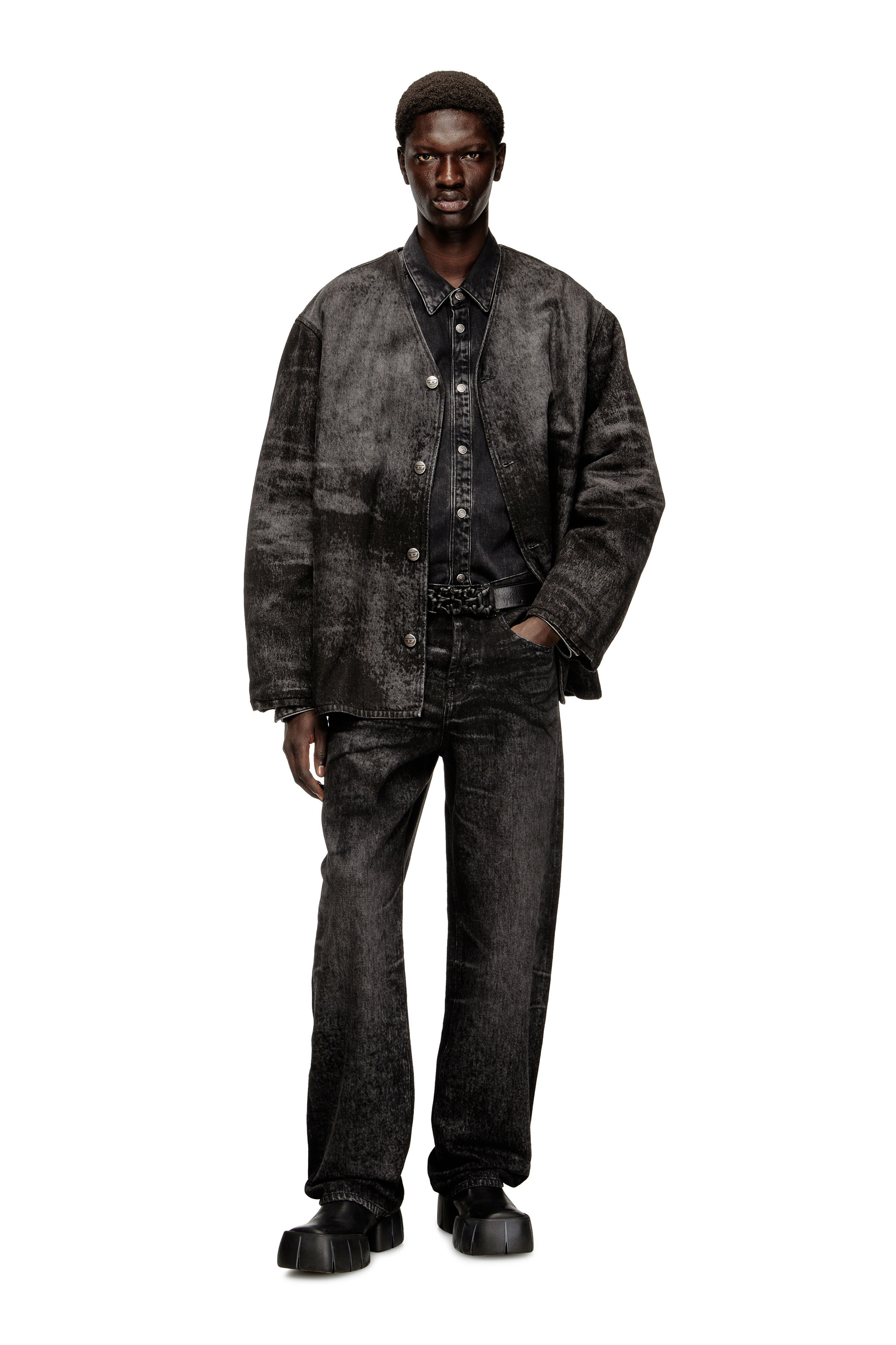 Diesel - Male's Relaxed Jeans 2001 D-Macro 007DB, Black/Dark Grey - 1